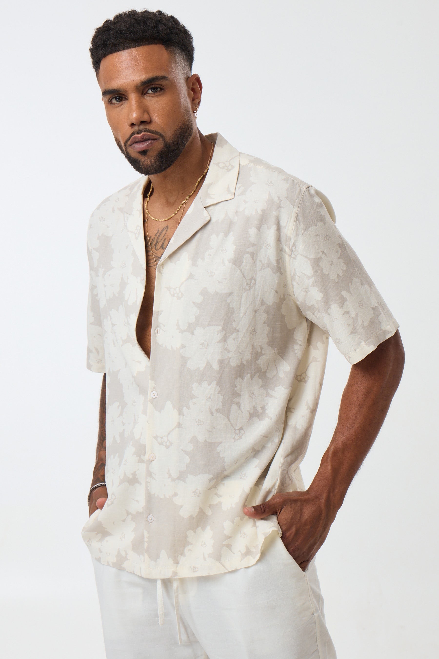 חולצת פשתן ויסקוזה פרחים