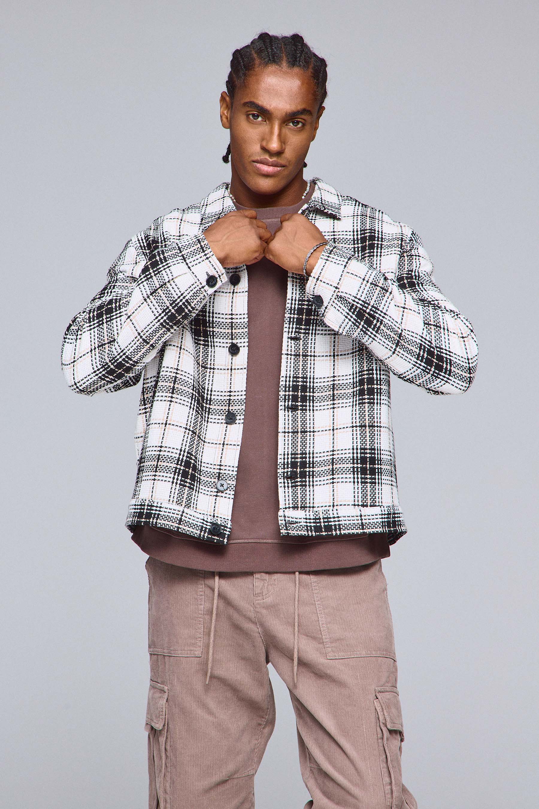 ג'קט סט ז'אקרד משובץ