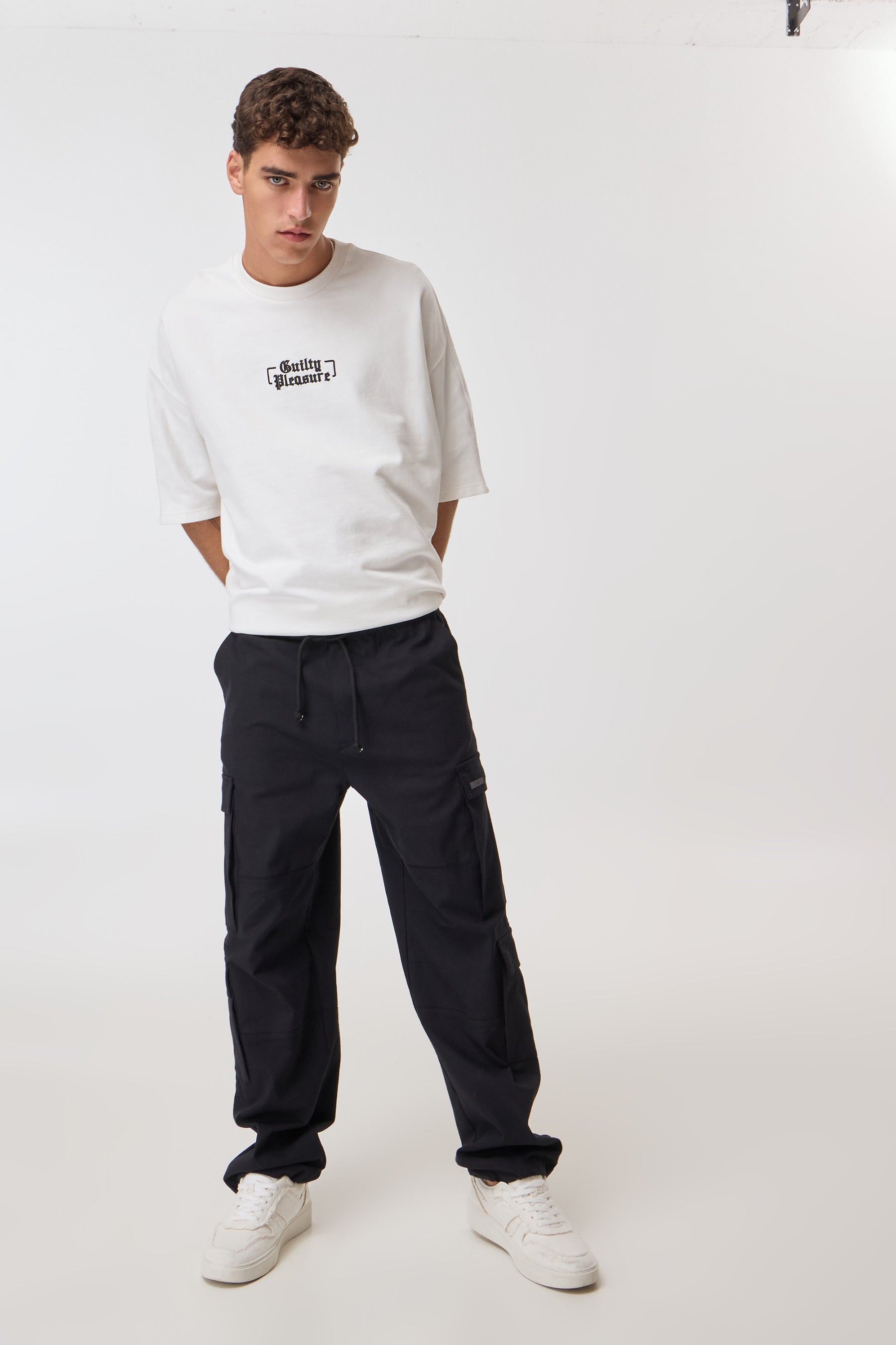 מכנסי קרגו פשתן רחב