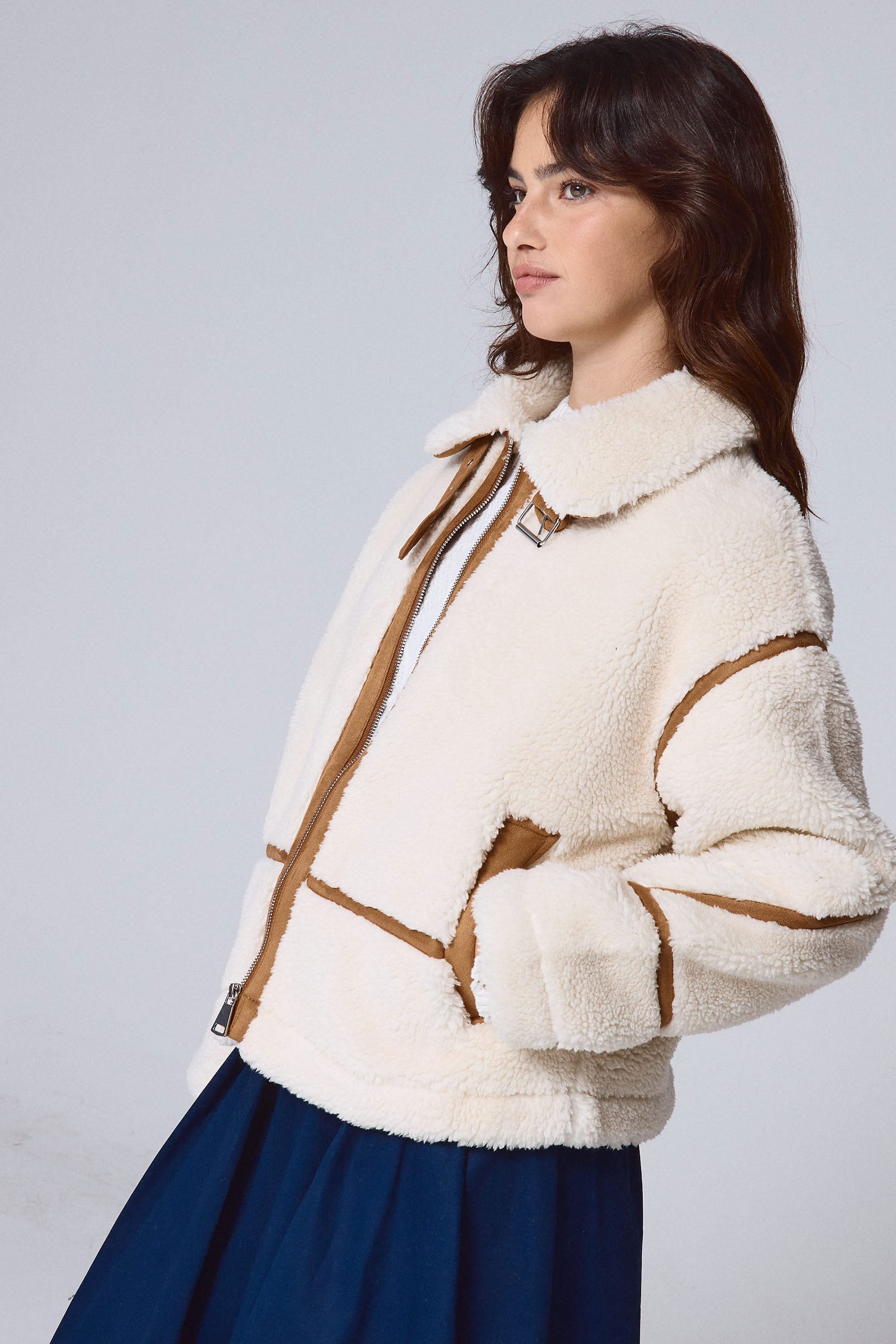 מעיל כבשה שילוב זמש