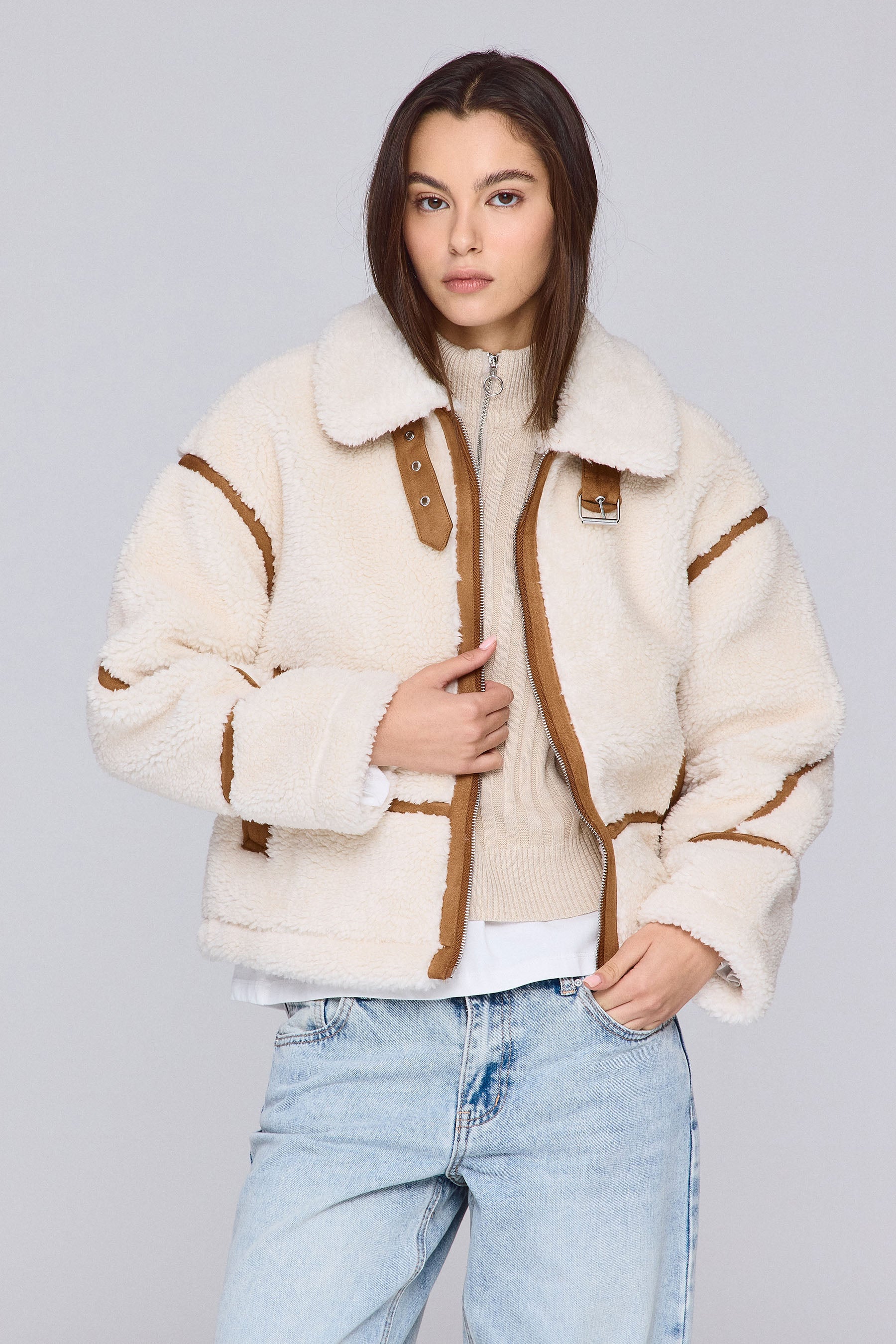 מעיל כבשה שילוב זמש