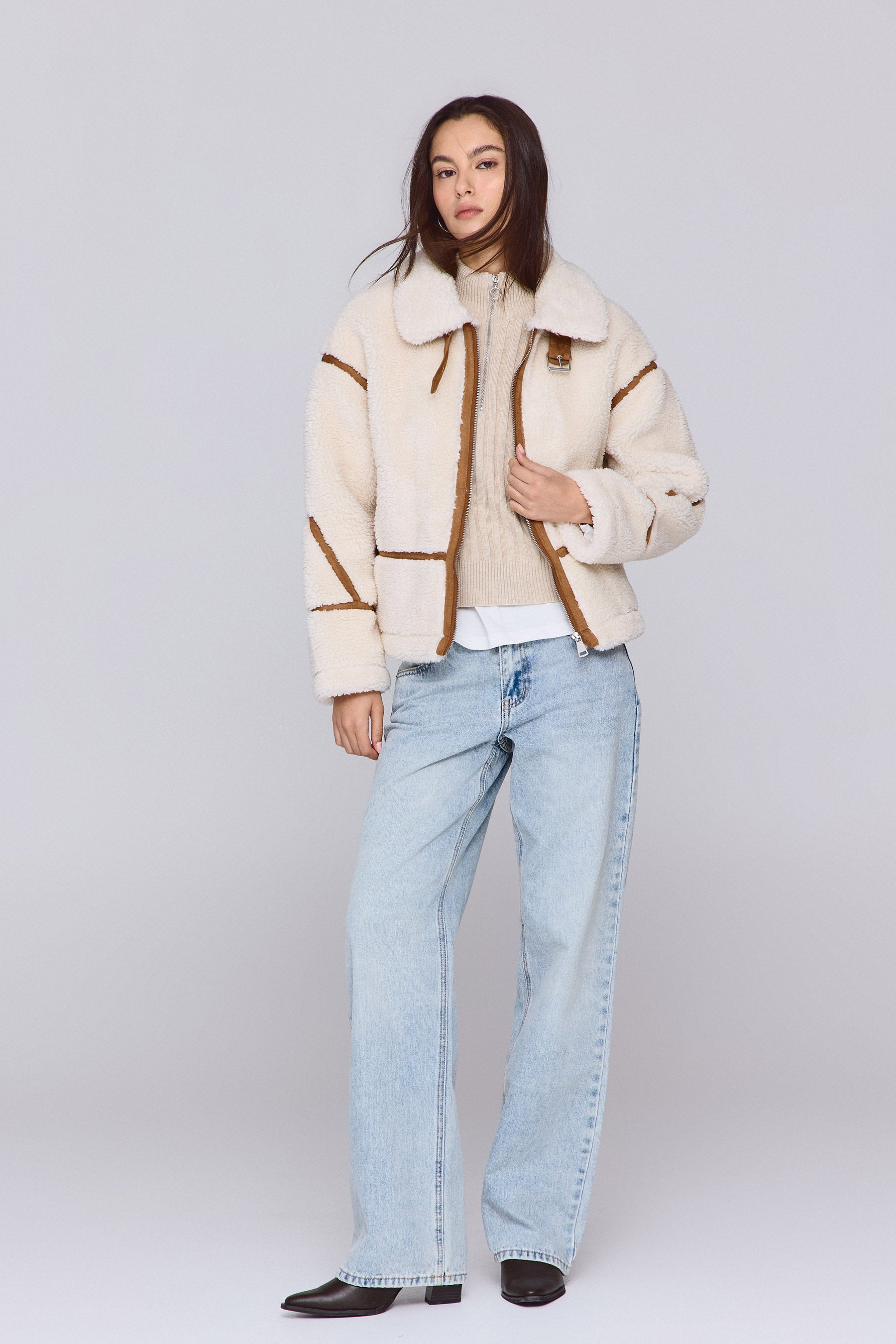 מעיל כבשה שילוב זמש