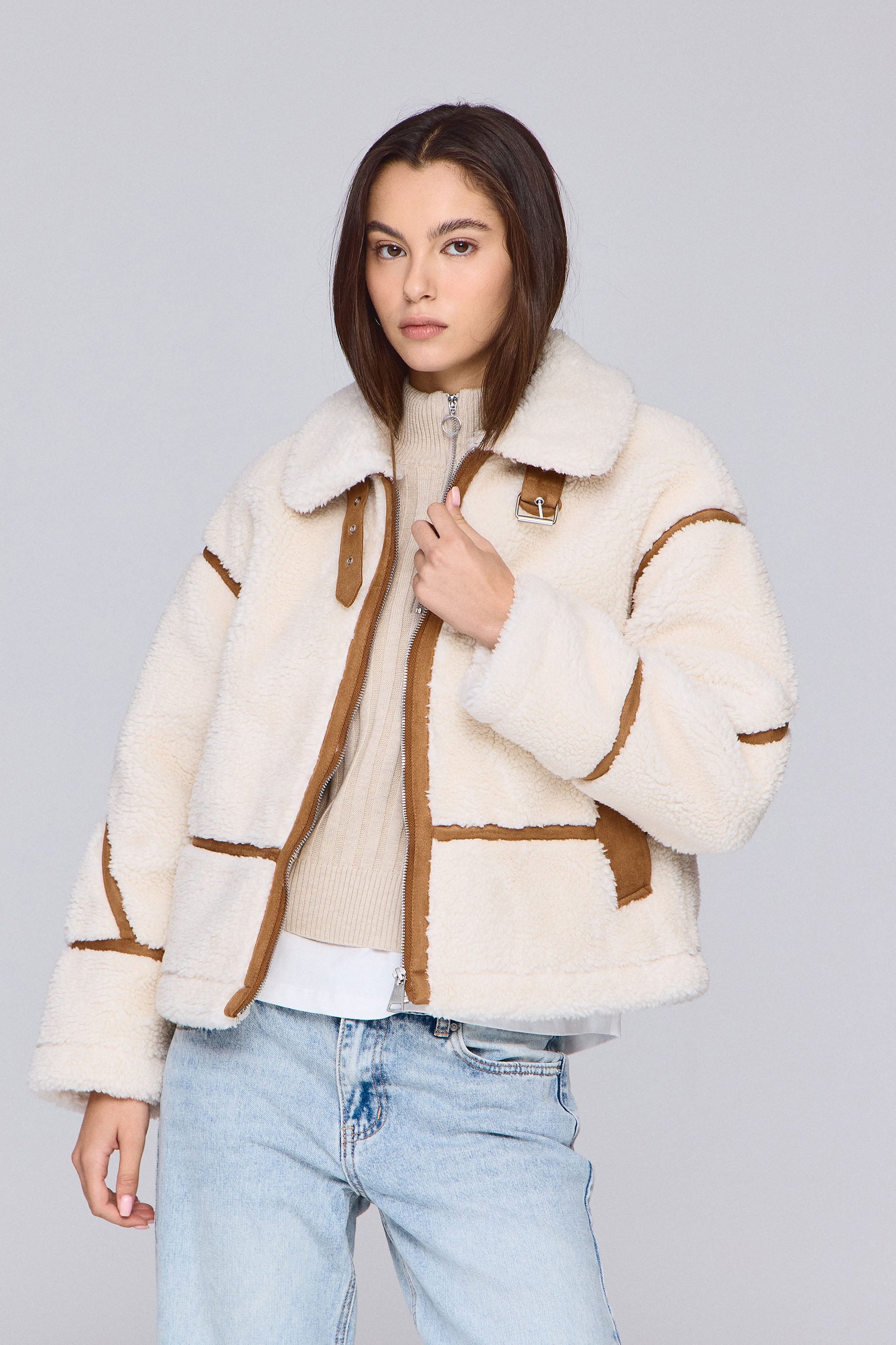 מעיל כבשה שילוב זמש