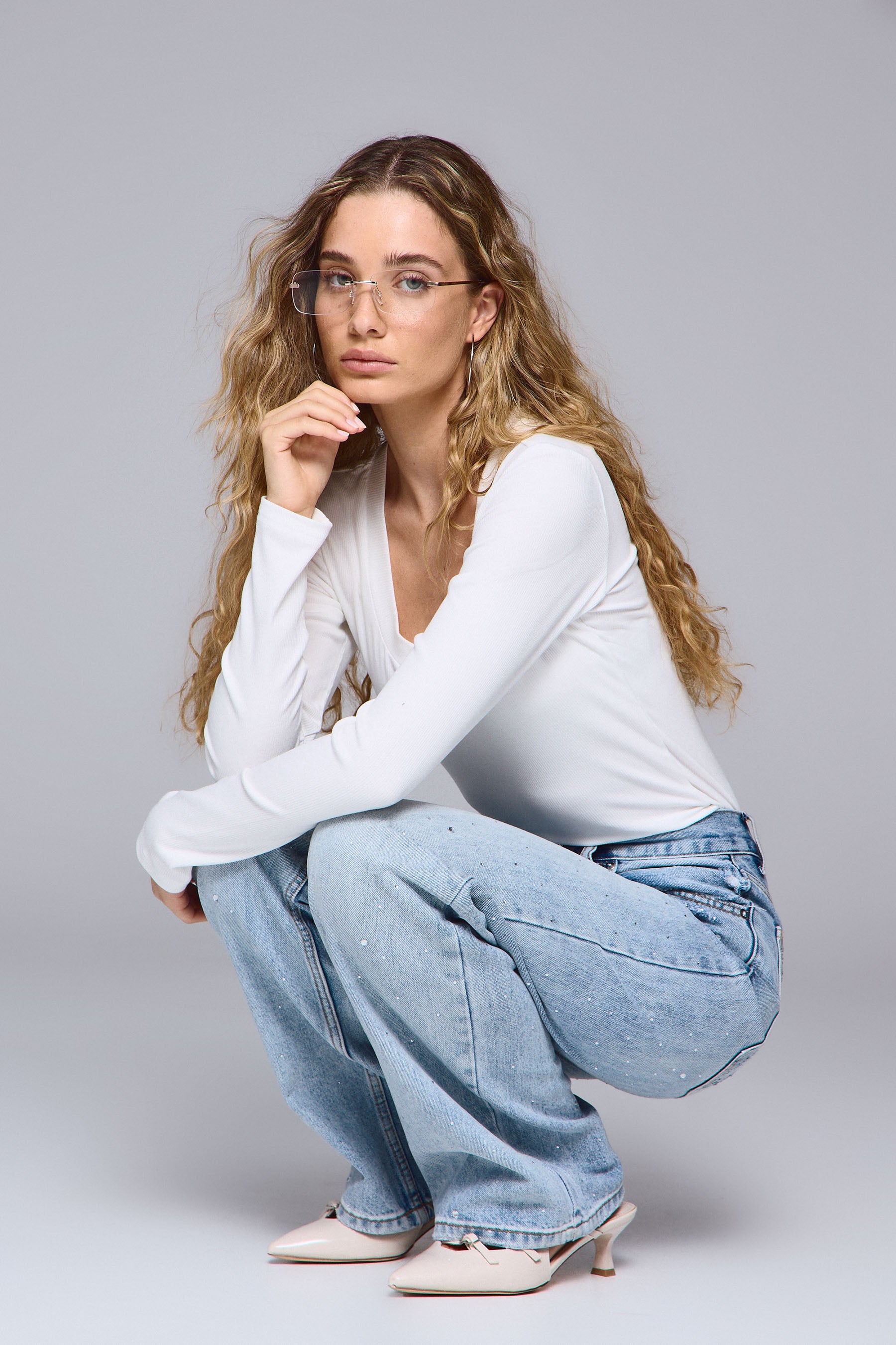 ג'ינס רחב יהלום