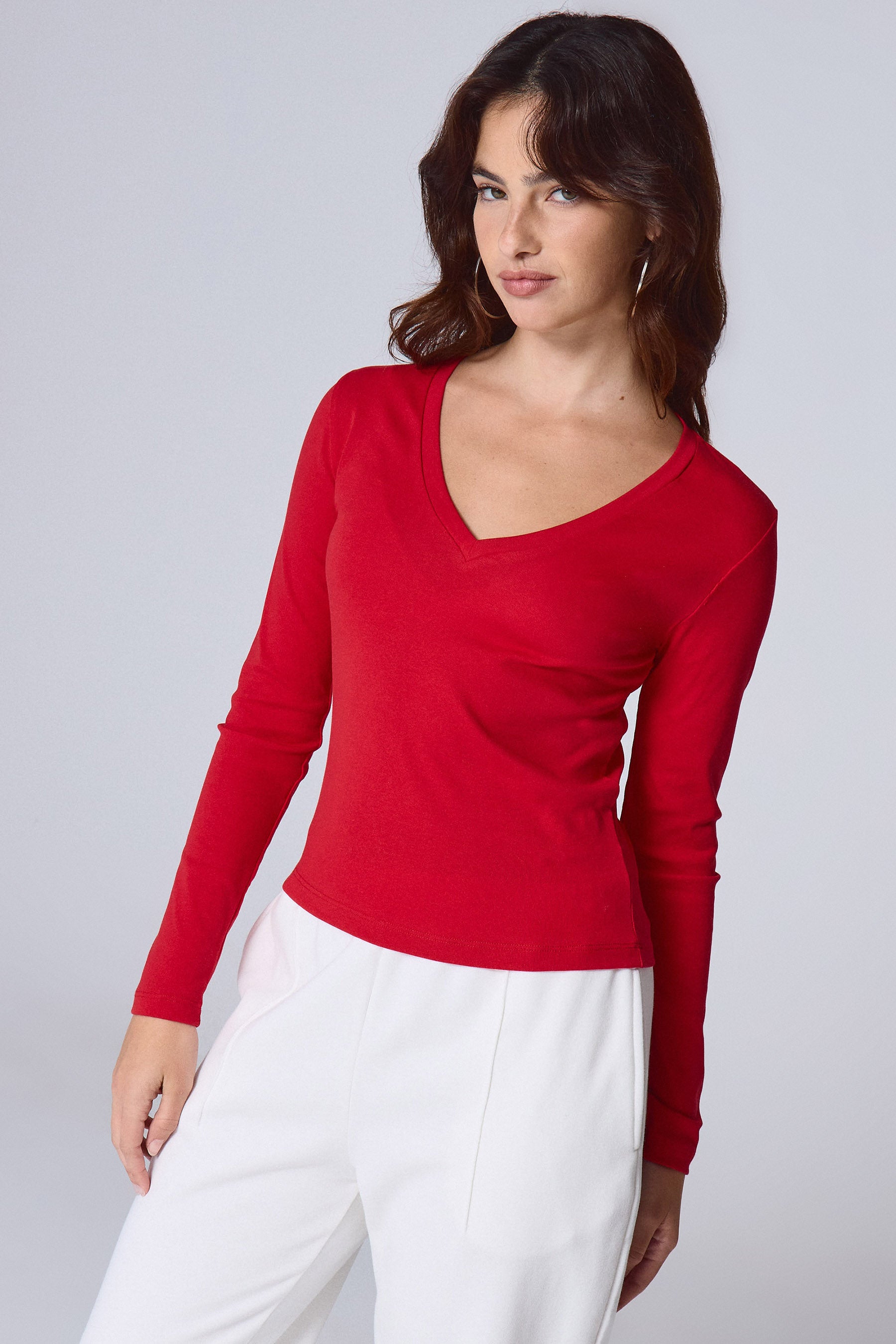 חולצת וי רני שרוול ארוך