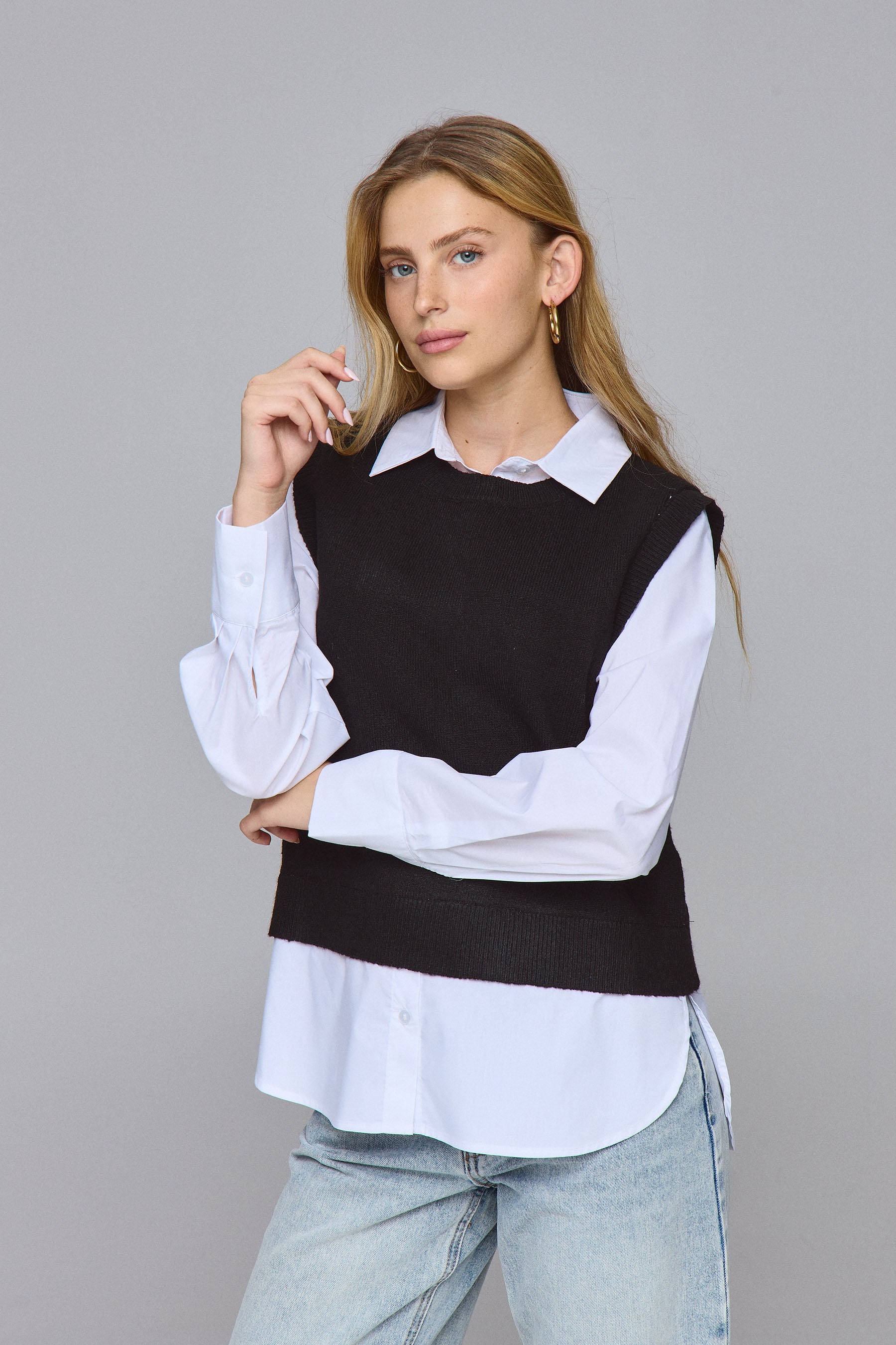 סריג עם חולצה מכופתרת סנט לואיז