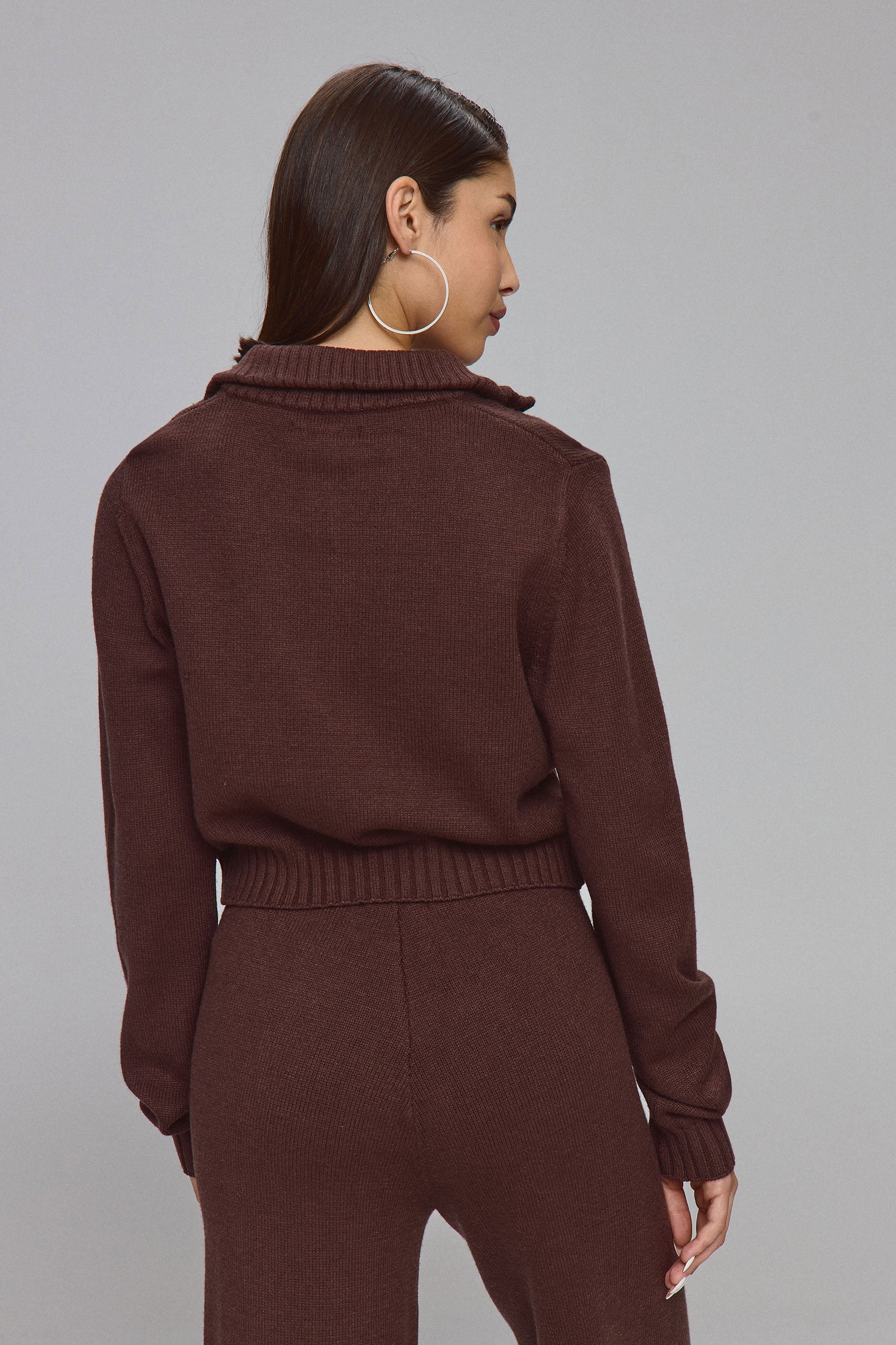 סריג קרופ סט זיפר חום