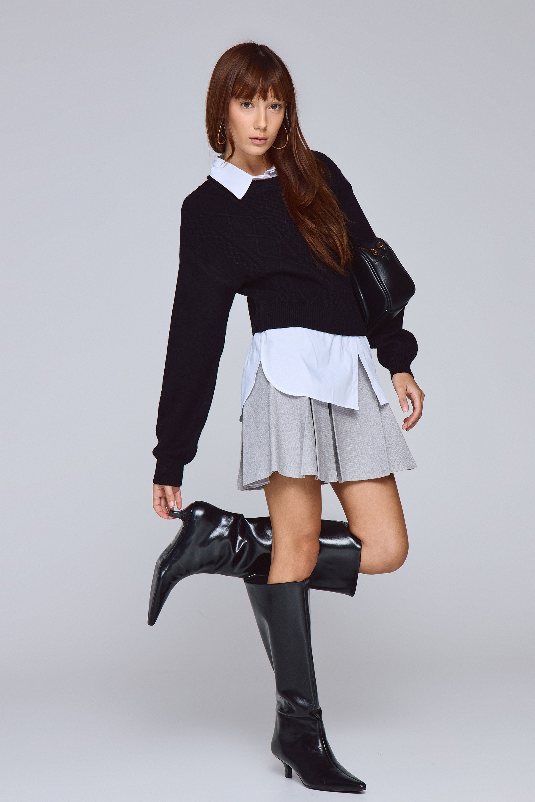 חצאית סריג קפלים אלכס