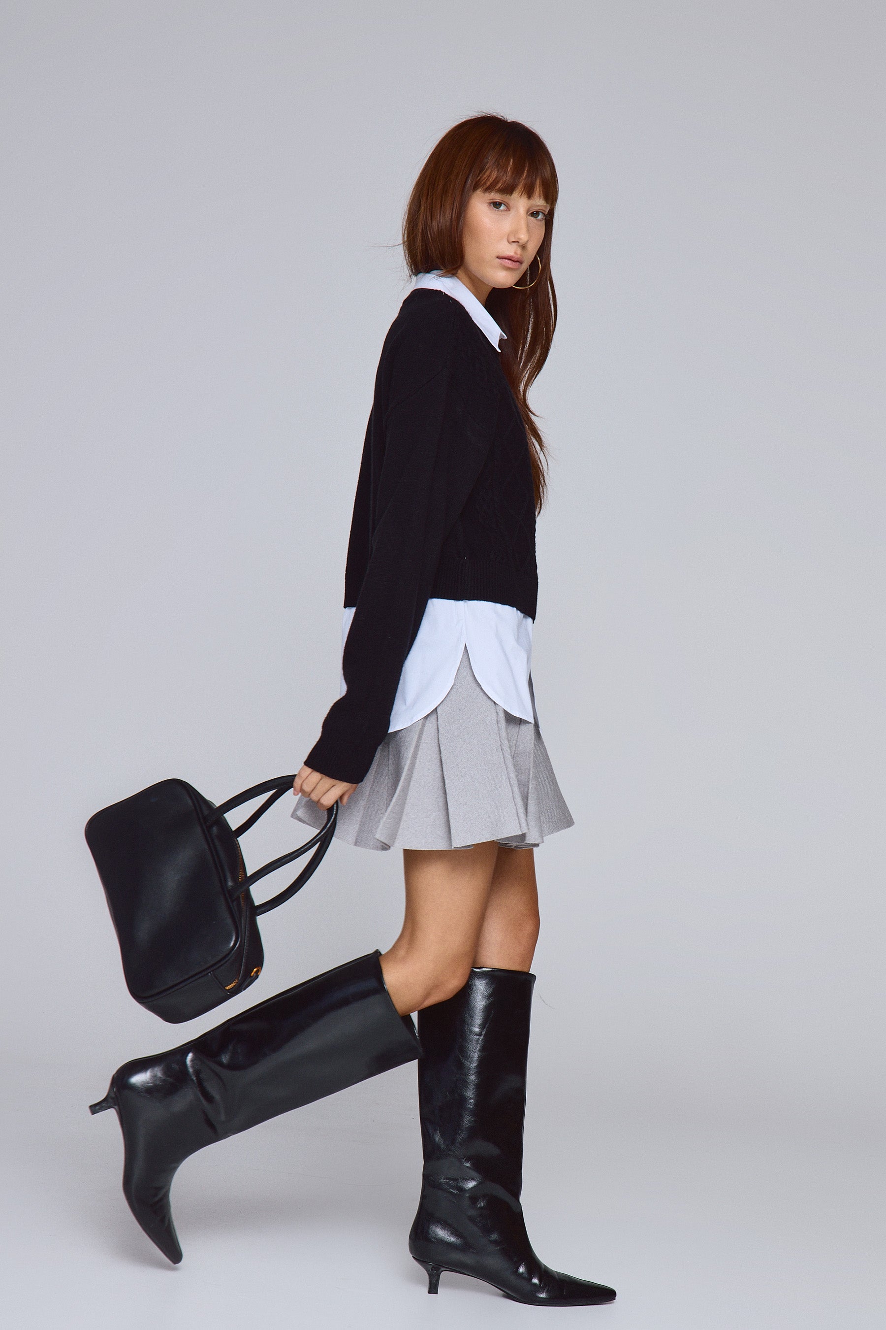 חצאית סריג קפלים אלכס