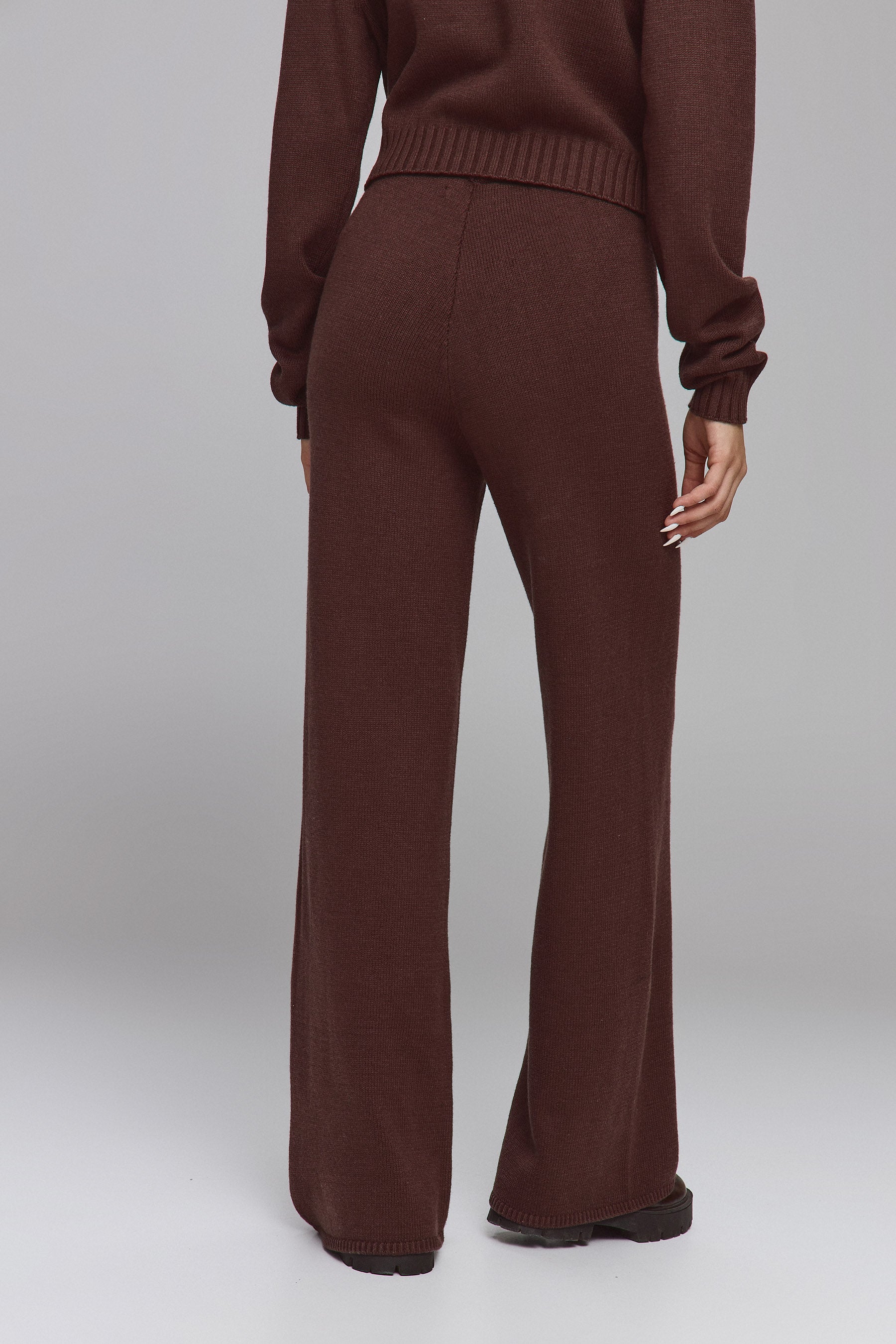 מכנס סריג סט זיפר חום