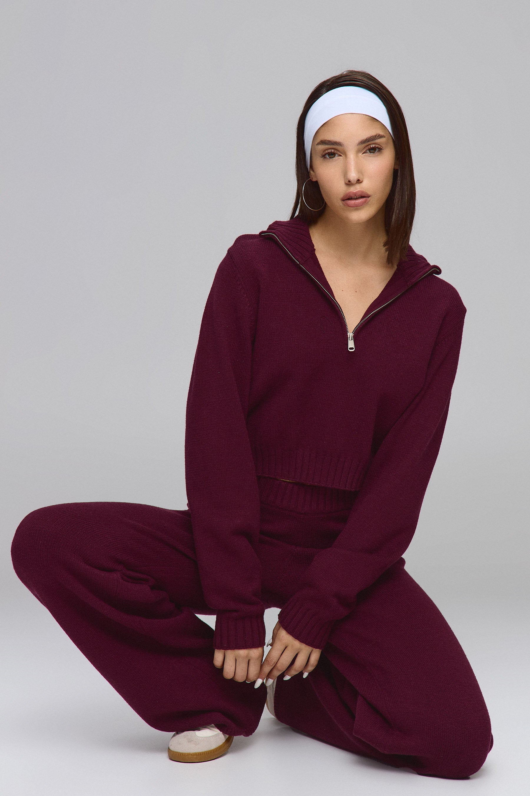 מכנס סריג סט זיפר חציל