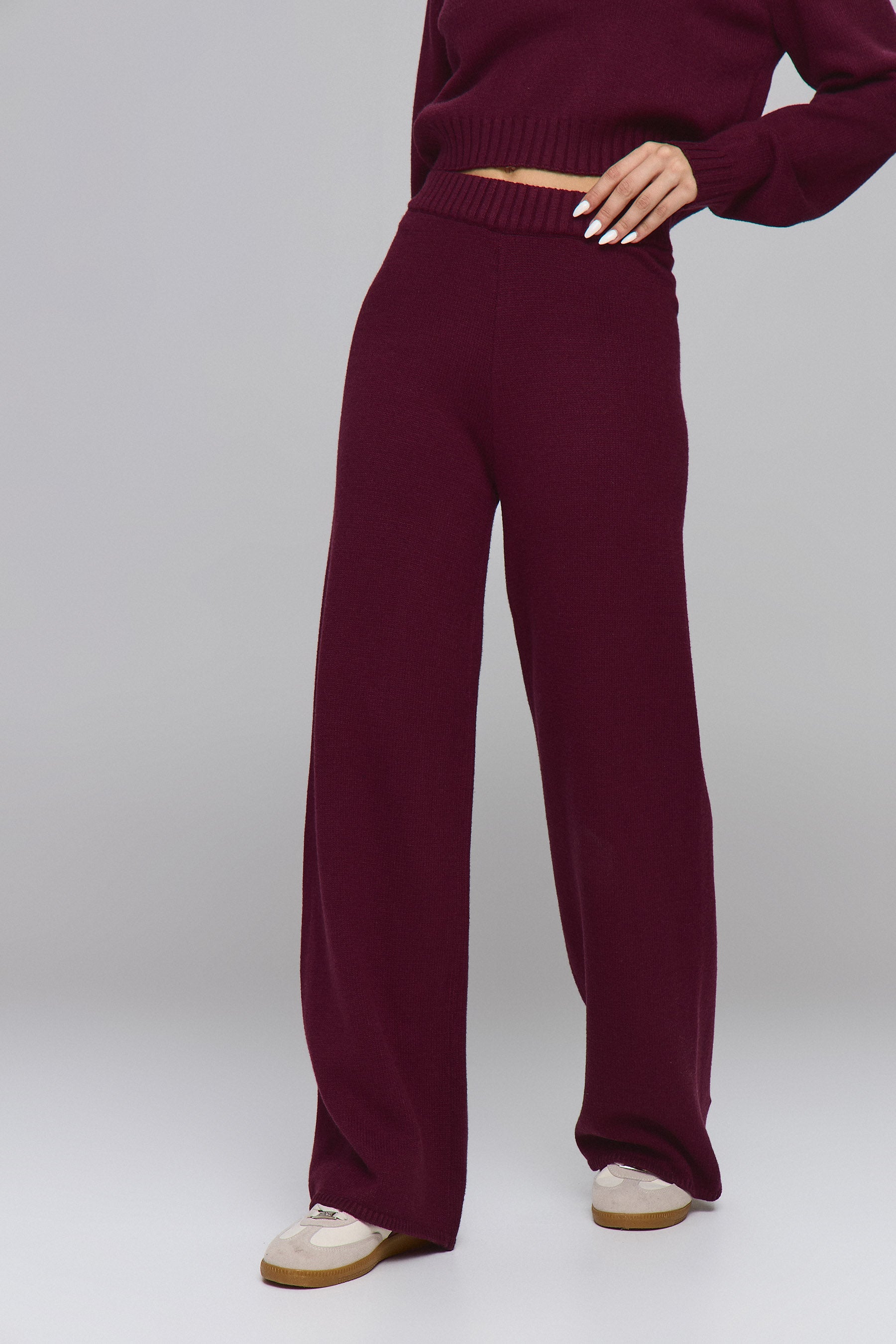 מכנס סריג סט זיפר חציל