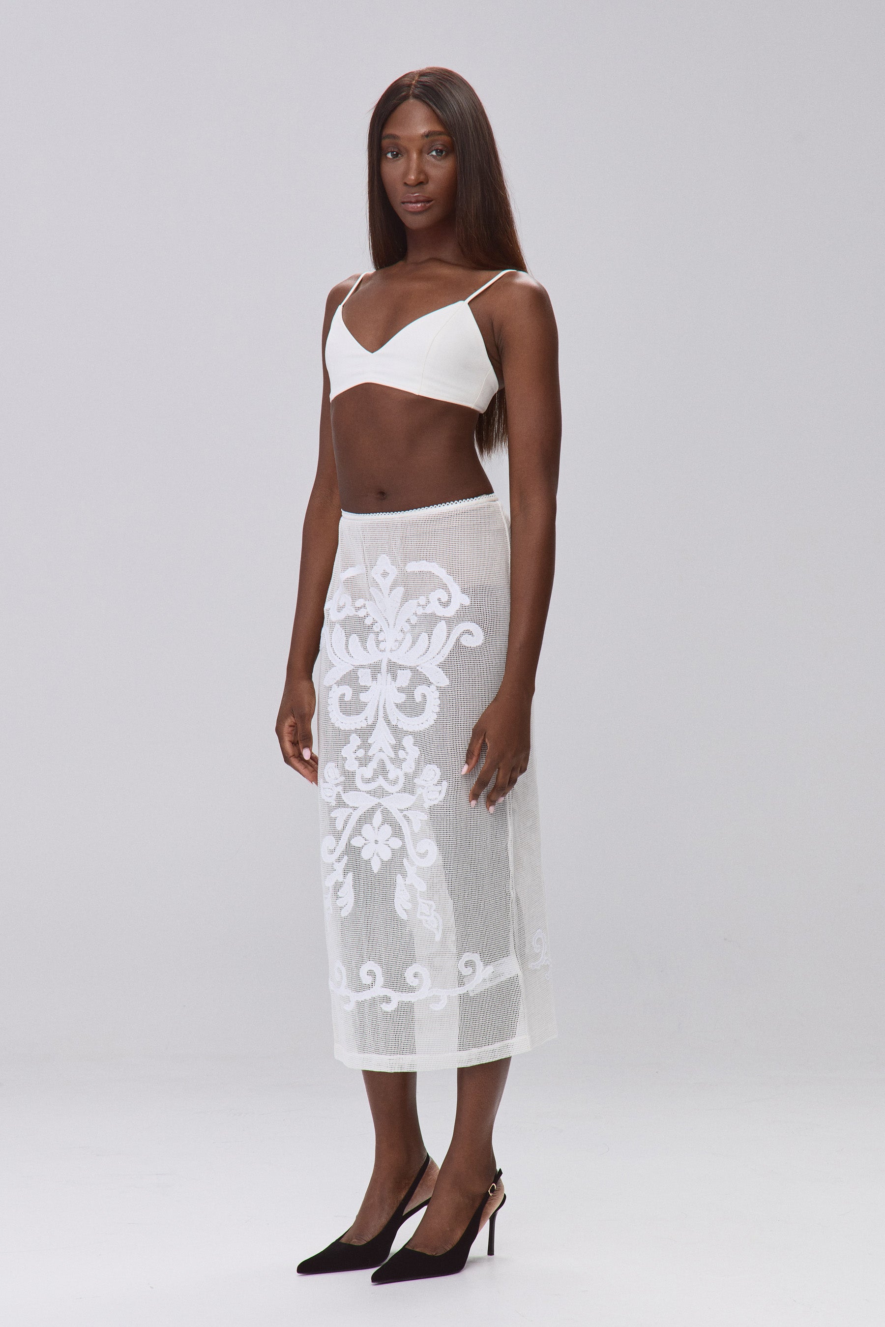 S חצאית מקסי תחרה