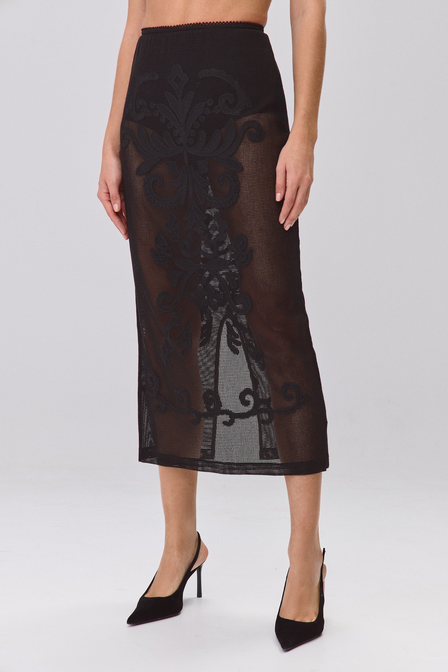 S חצאית מקסי תחרה