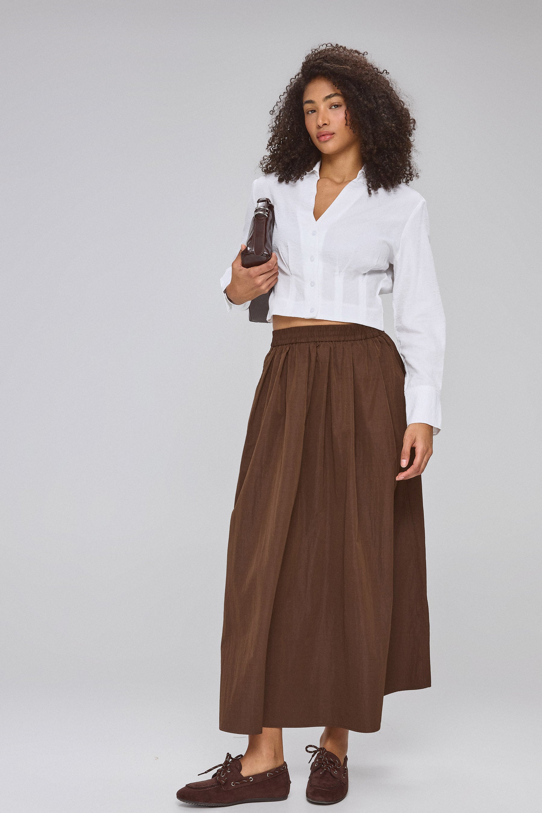 חצאית כיווצים מקסי ניילון