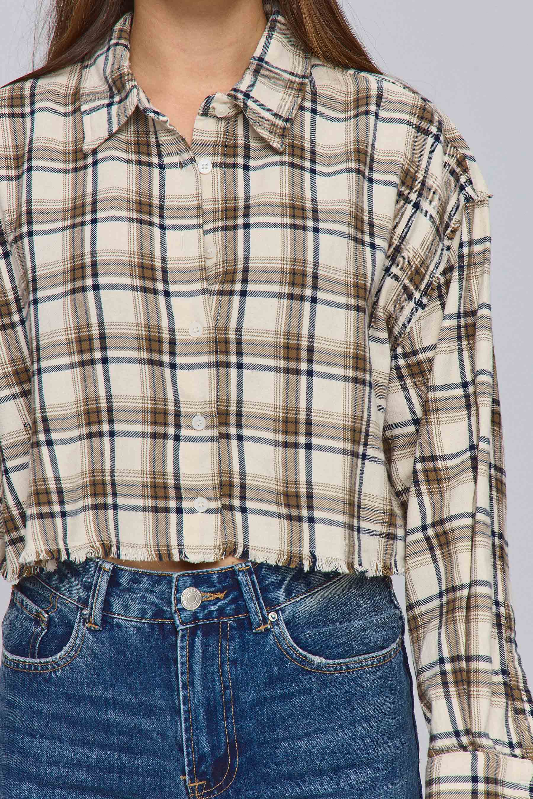 חולצת משבצות קרופ