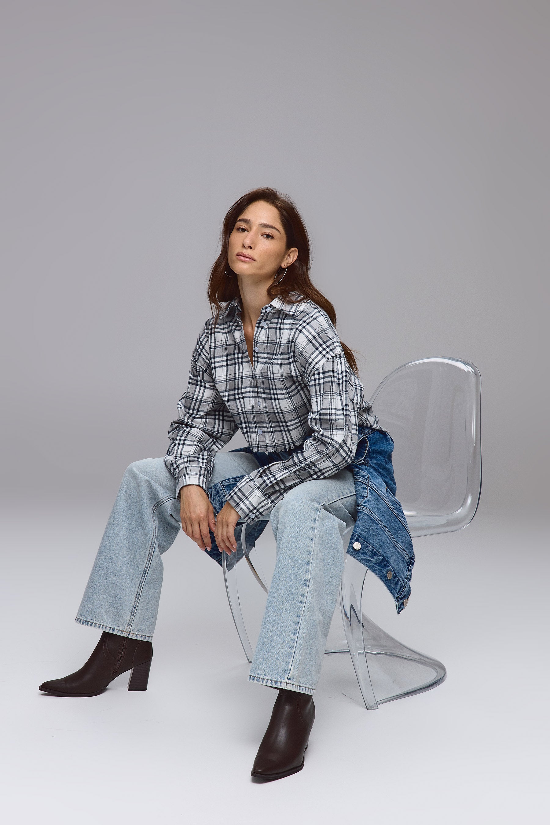 חולצת משבצות קרופ ניו