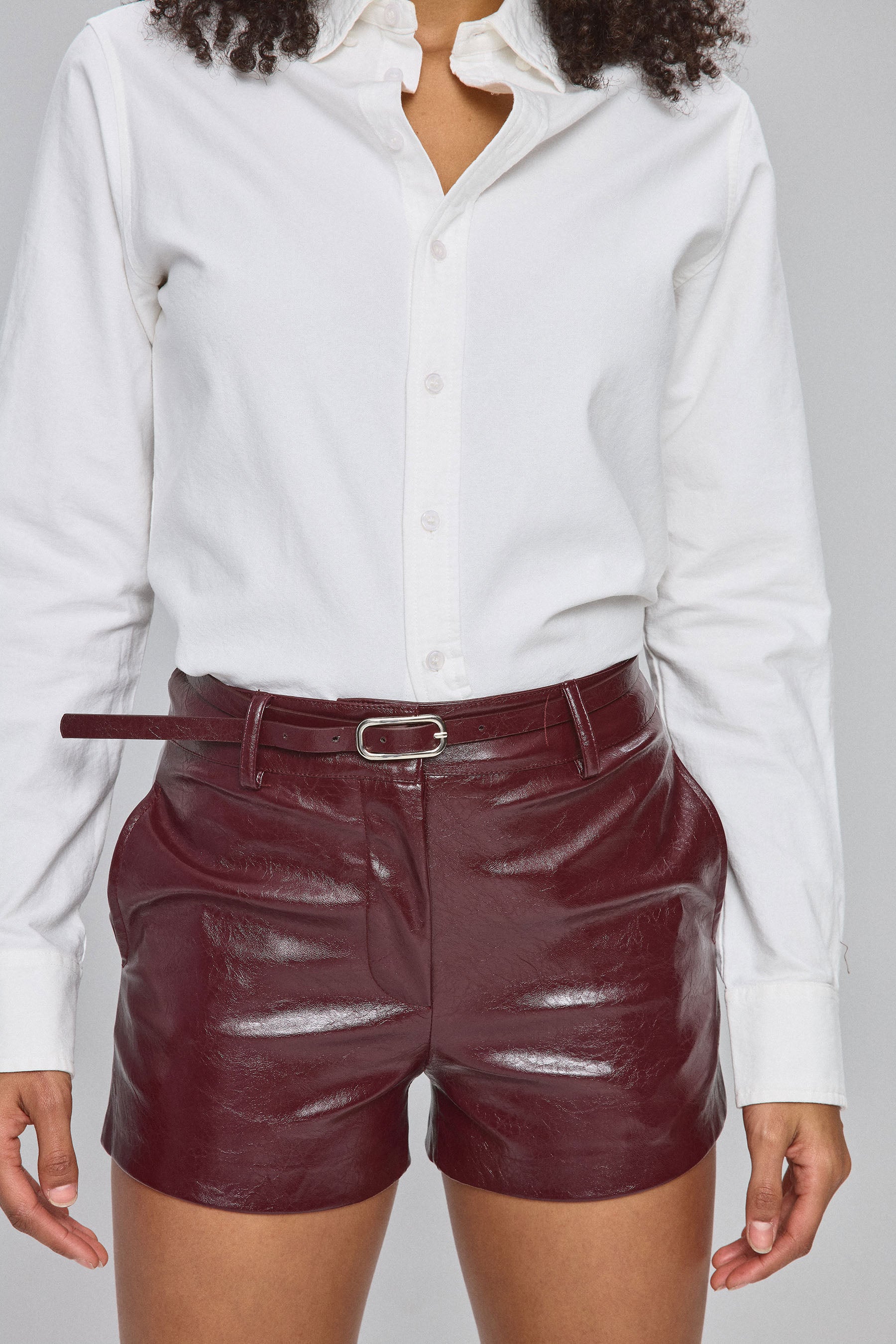 שורט PU מבריק סט