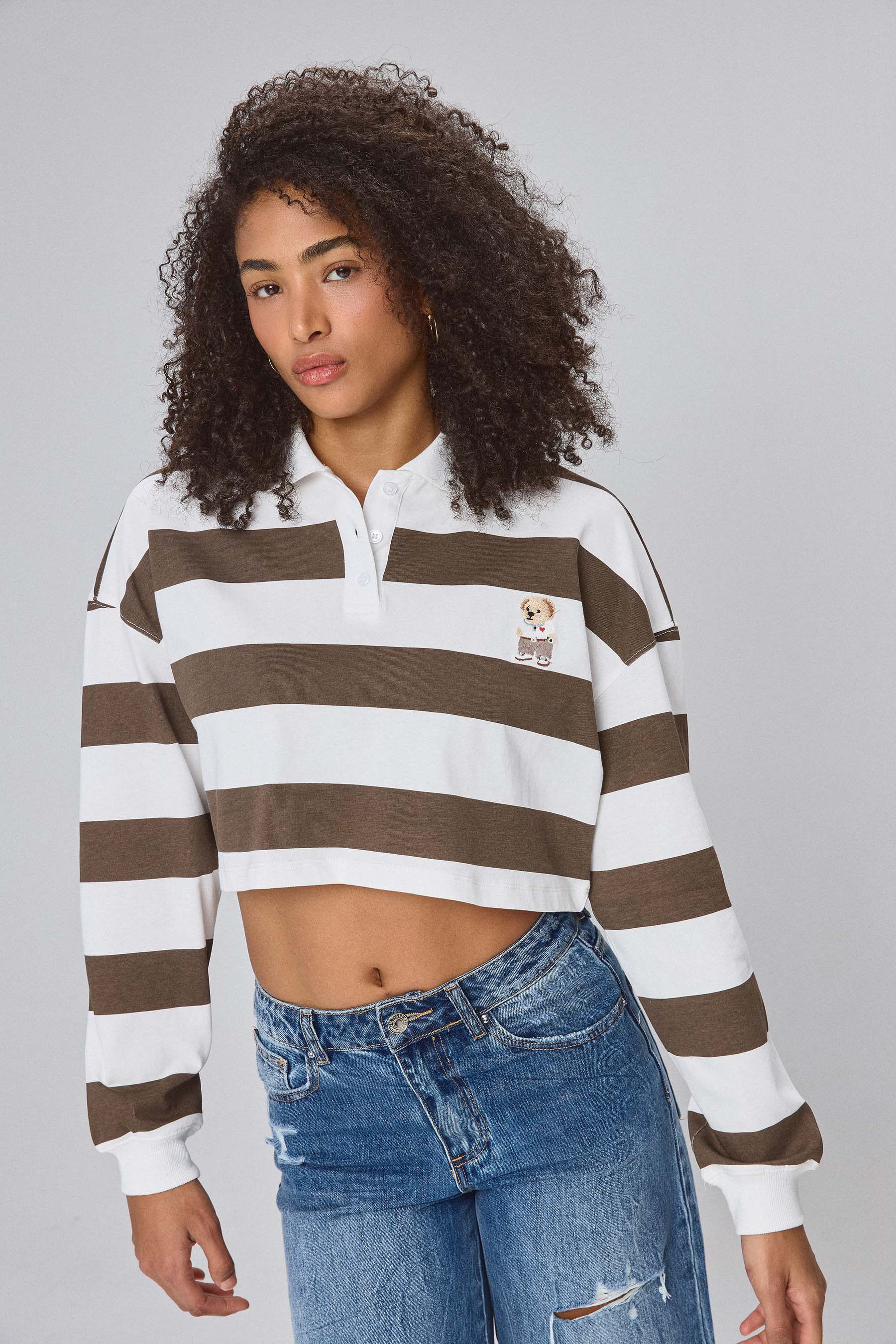 חולצת פולו פסים רחבים