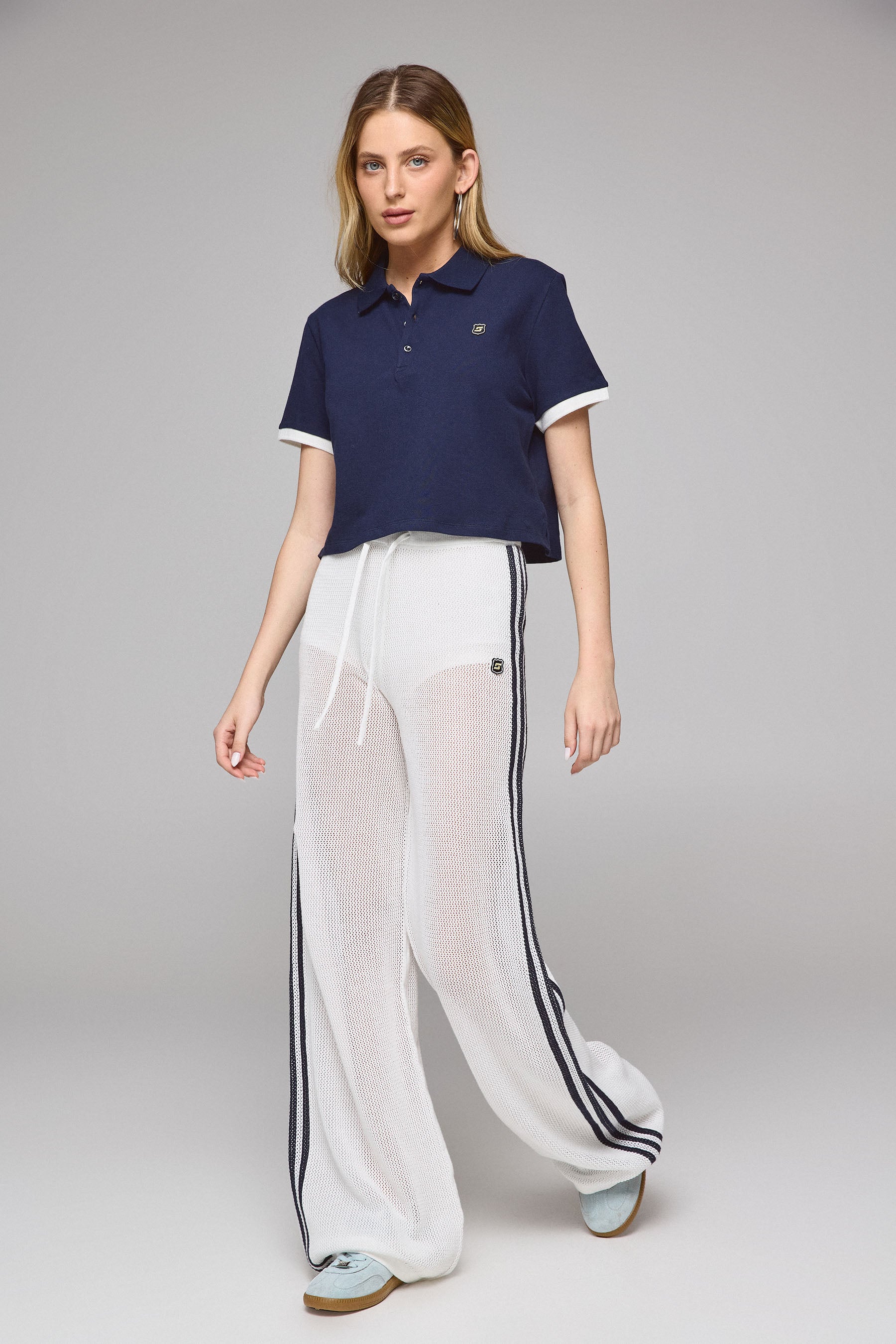 מכנסי סריג פסים בלו