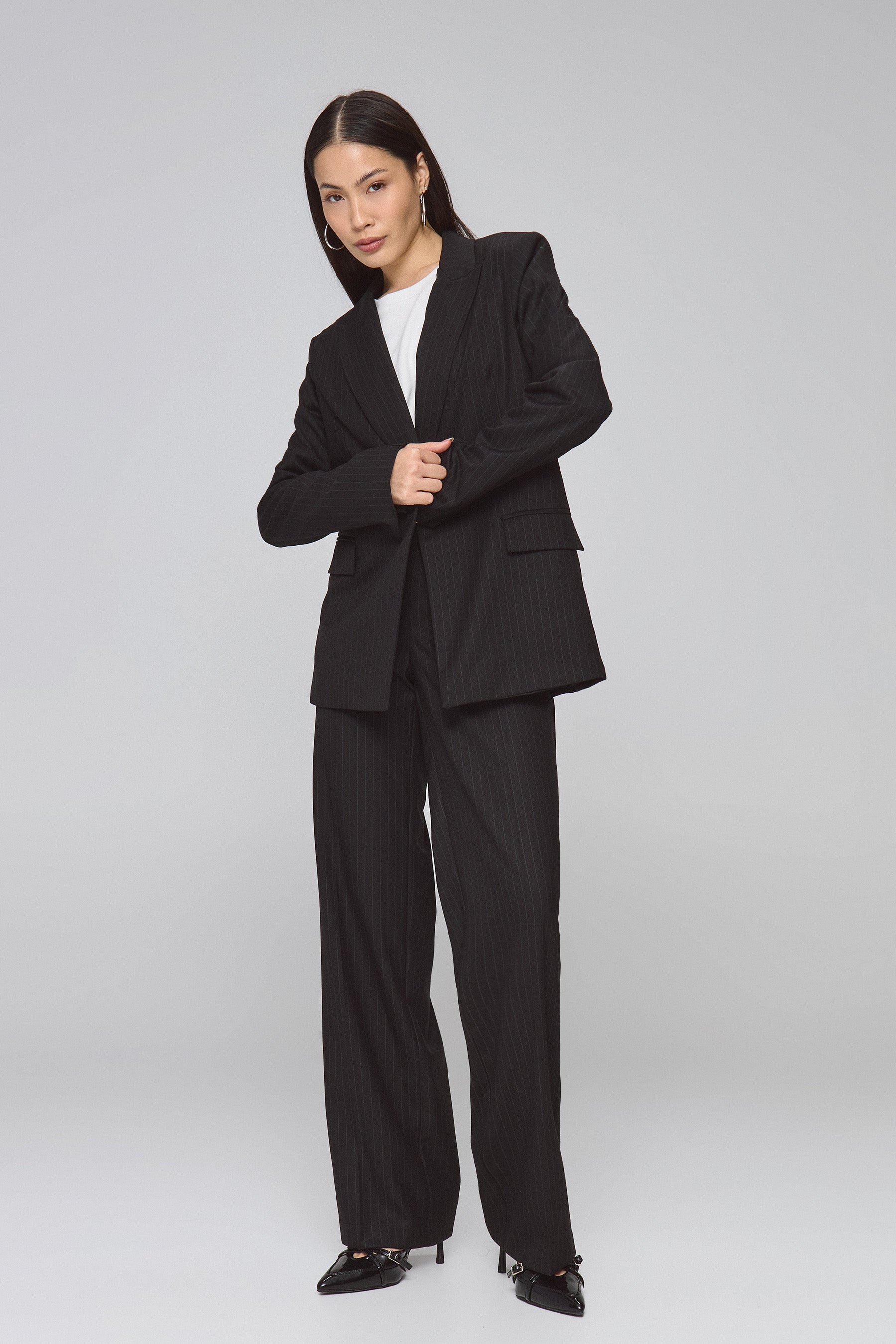 ג'קט אוברסייז סט פסים שחור