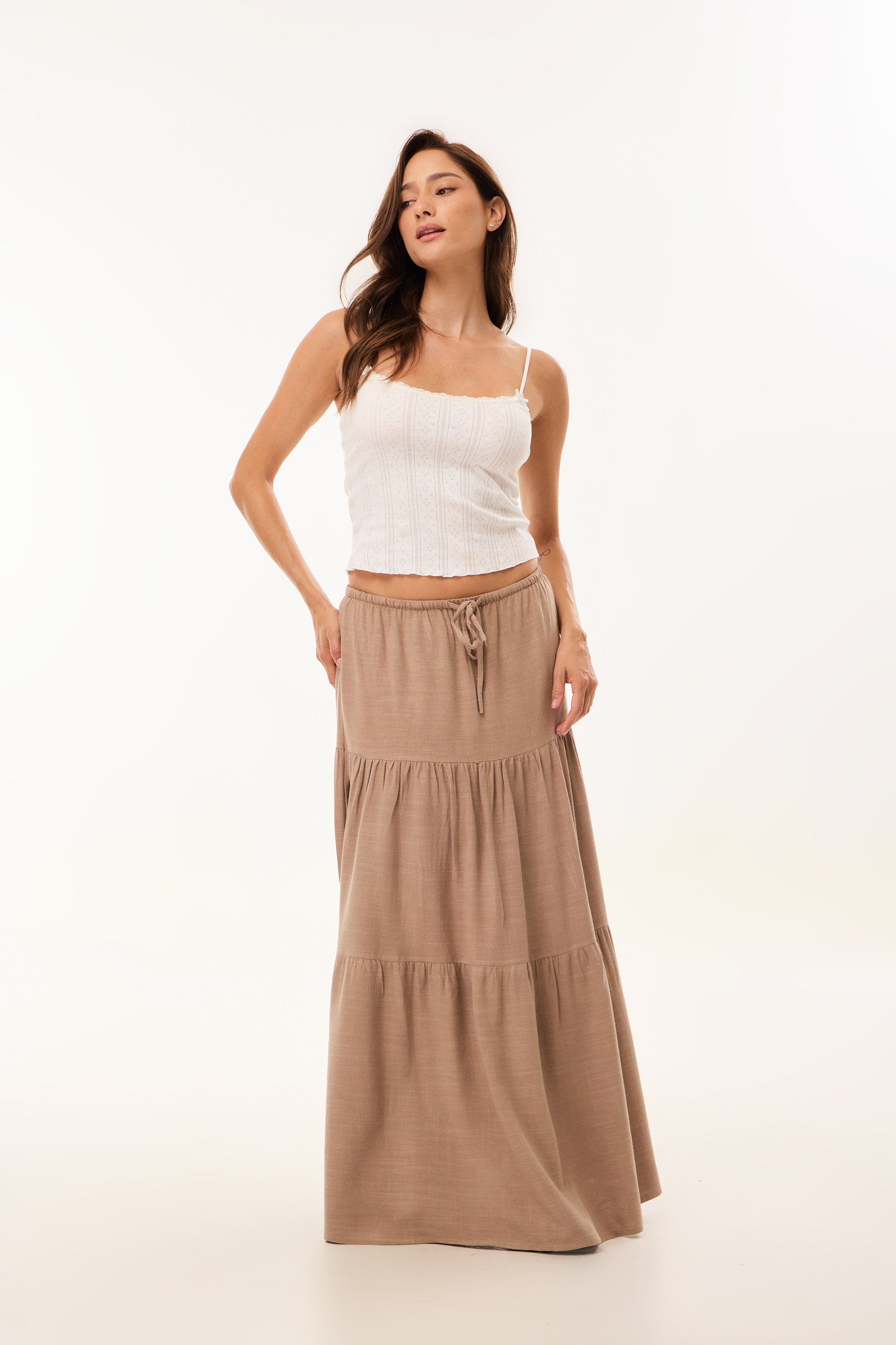 חצאית מקסי בוהו לינן