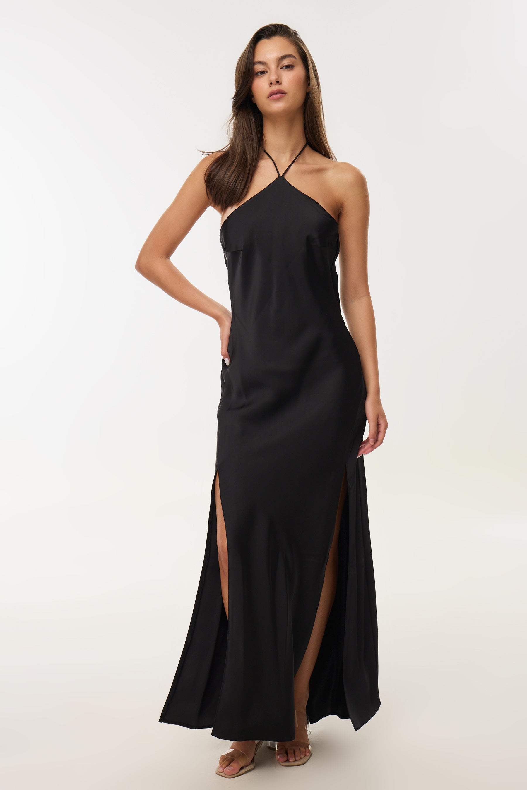 שמלת סאטן מקסי קולר