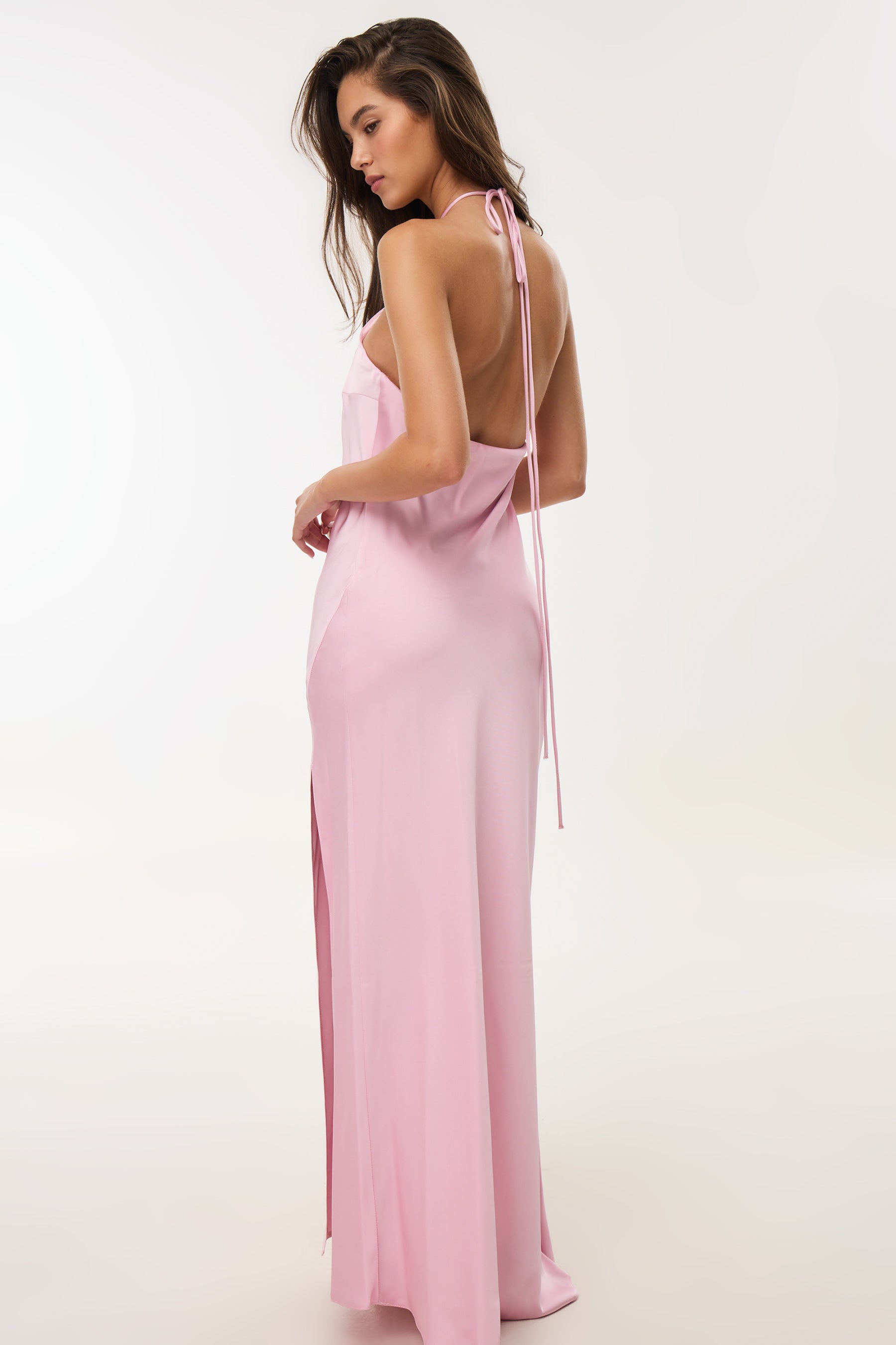 שמלת סאטן מקסי קולר