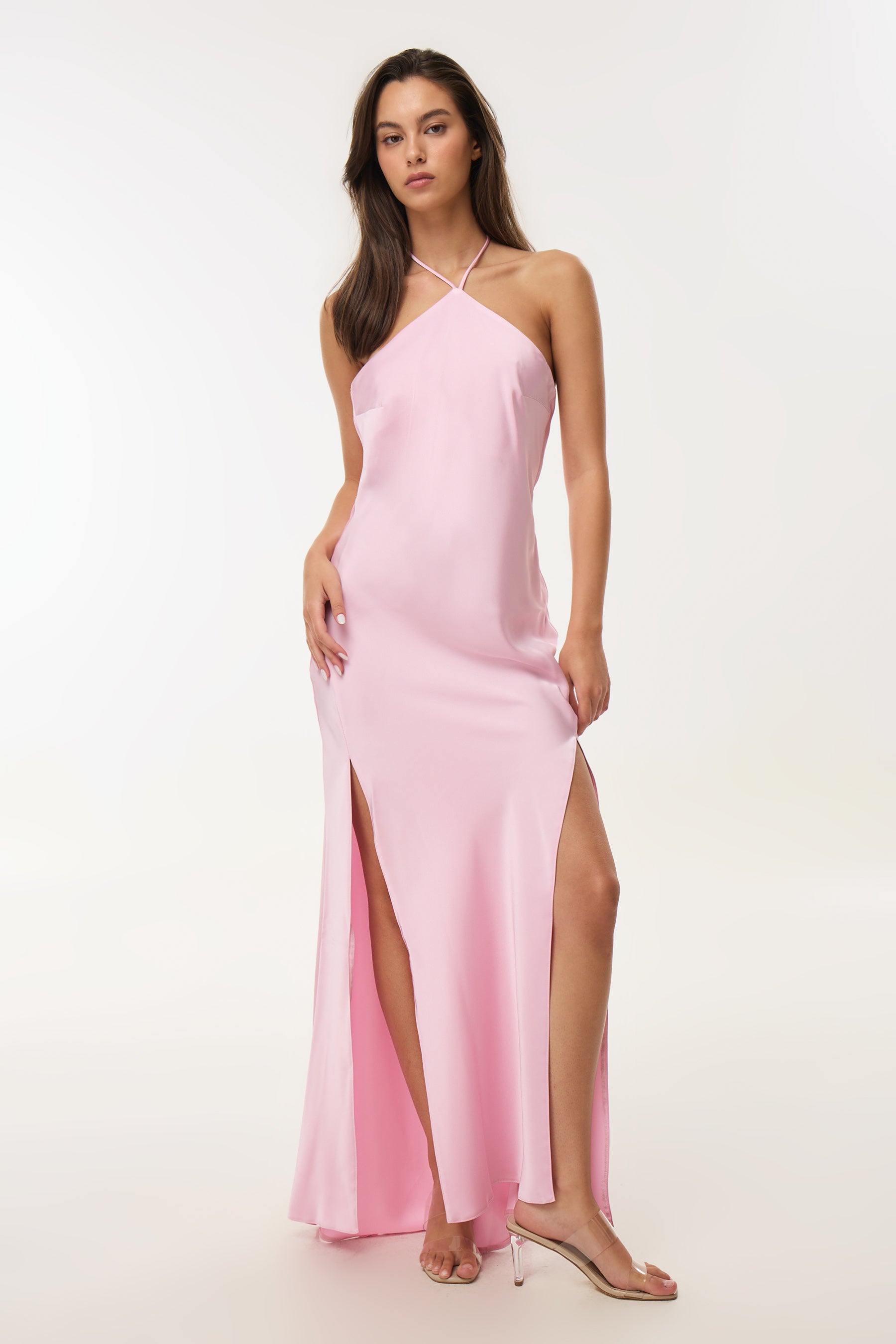 שמלת סאטן מקסי קולר