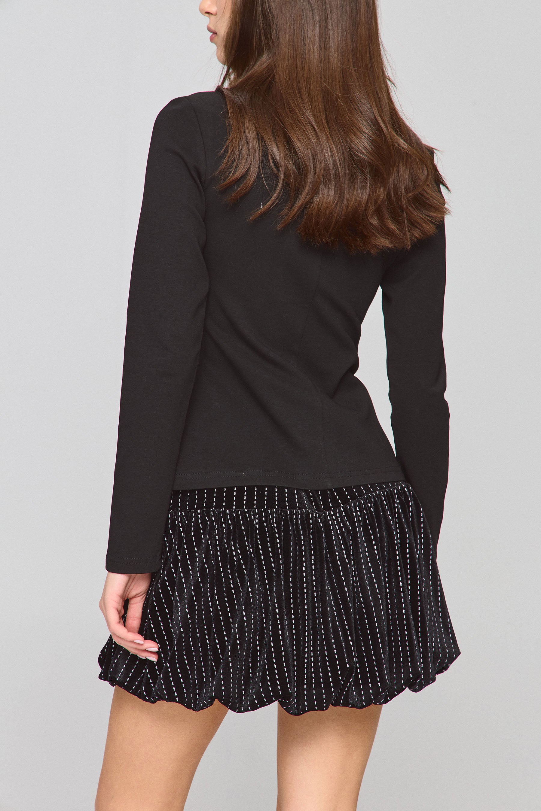 חצאית בלון קטיפה סילבר סטרייפס