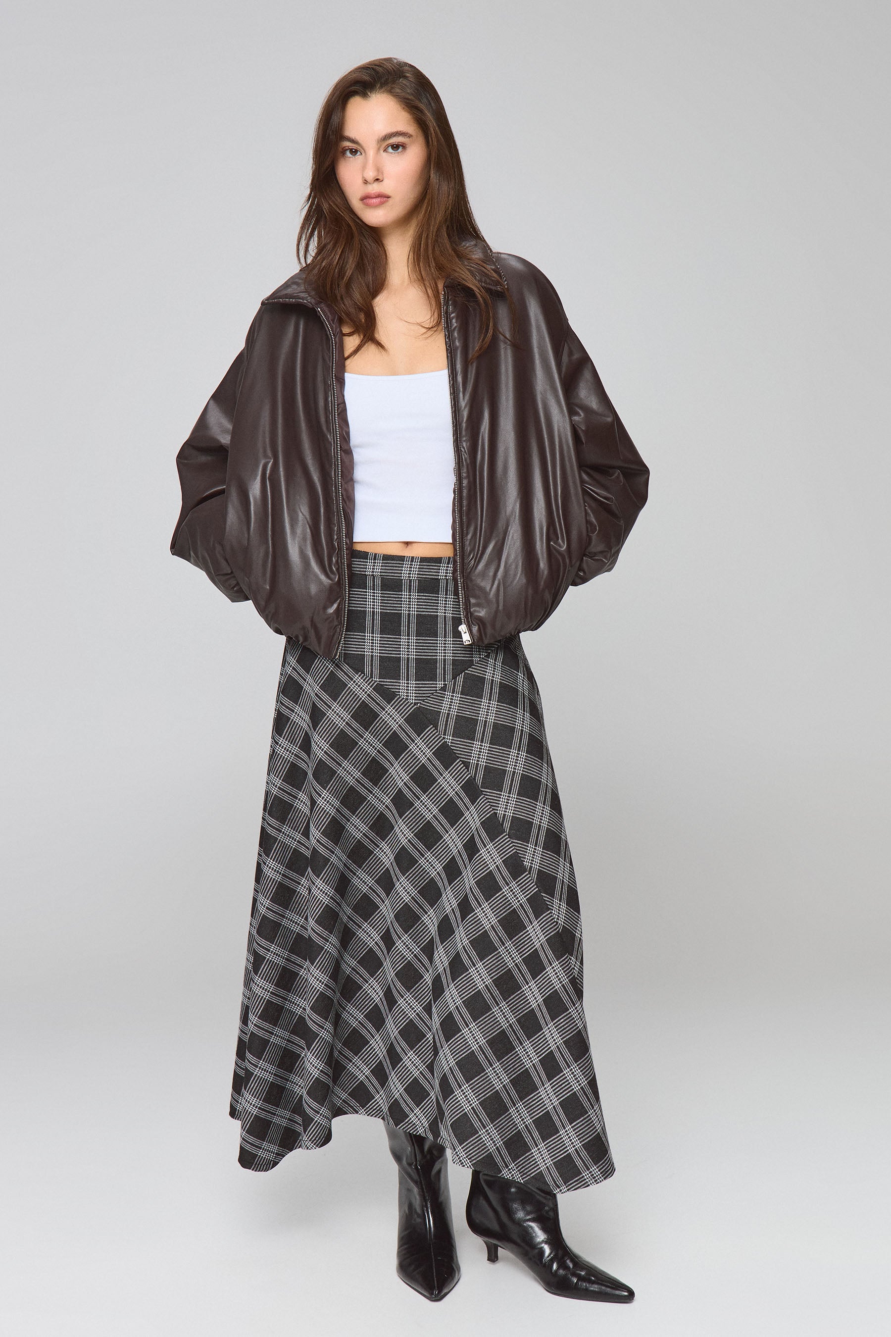 חצאית סט ג'רזי משבצת