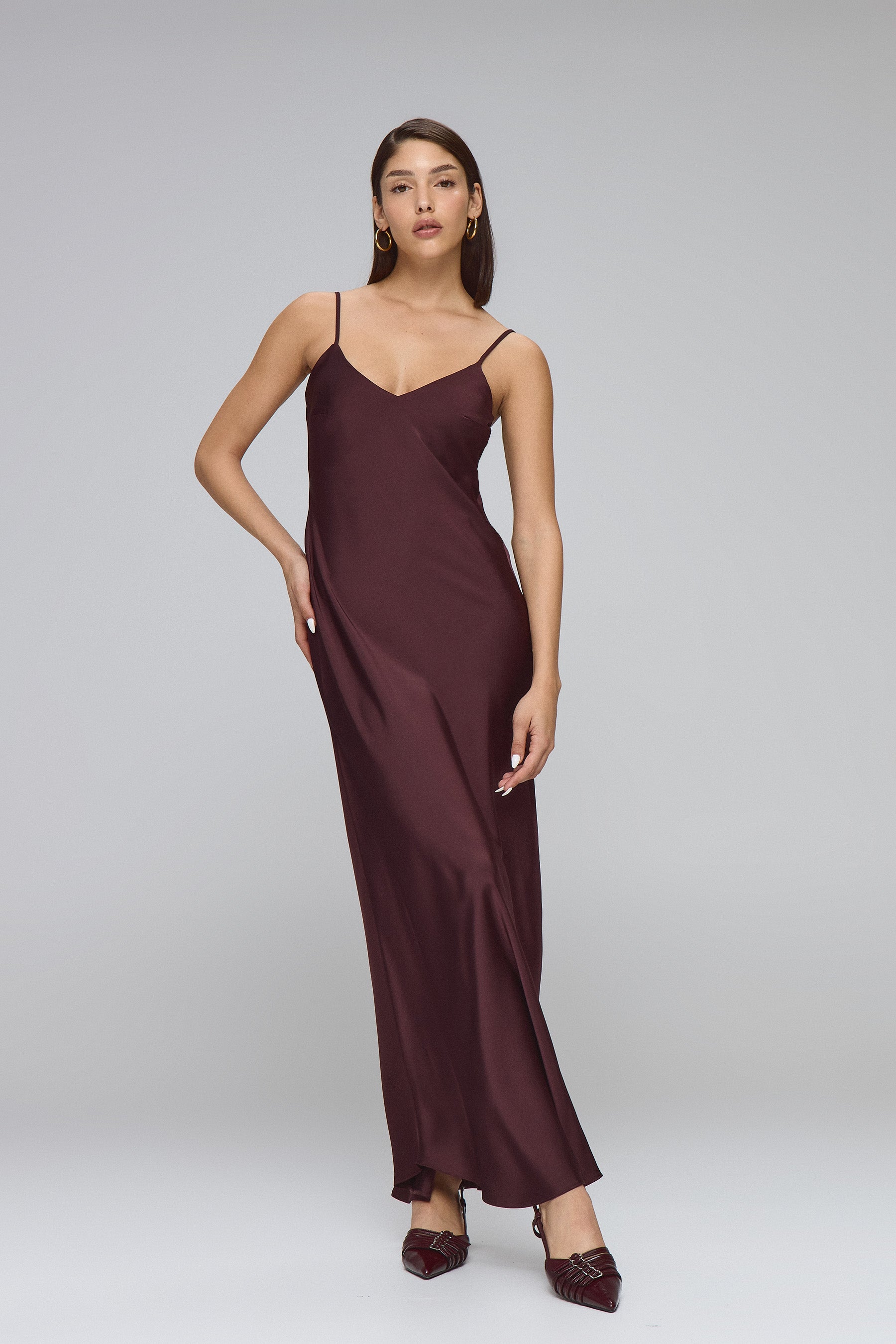 שמלת גלוסי מקסי חציל