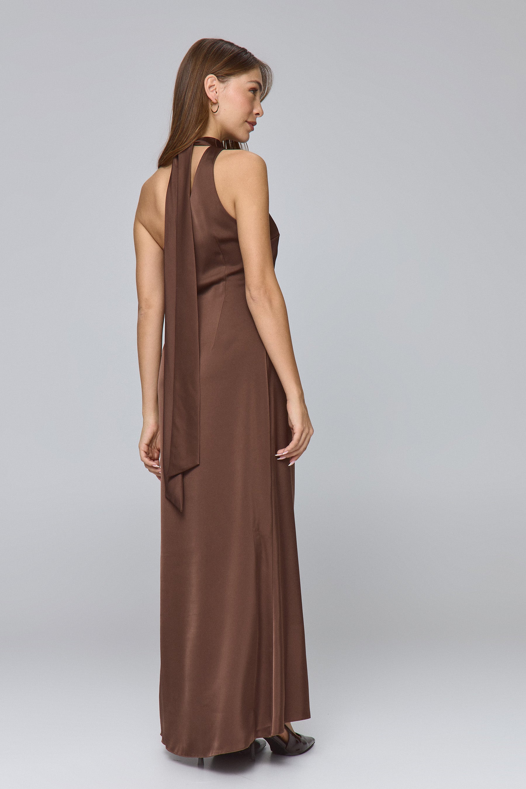 שמלת מקסי גלוסי כתף אחת