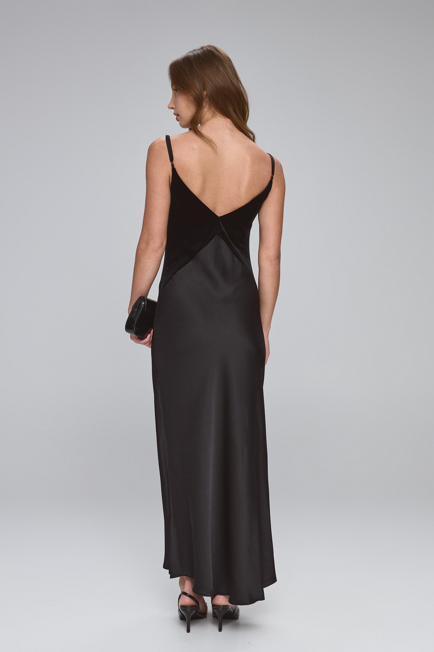 שמלת גלוסי משולבת קטיפה