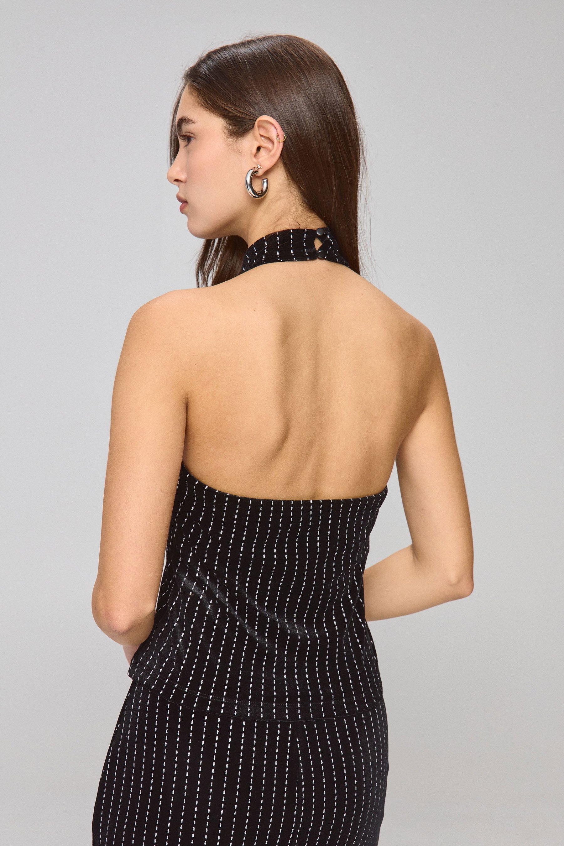 טופ קטיפה סילבר סטרייפס