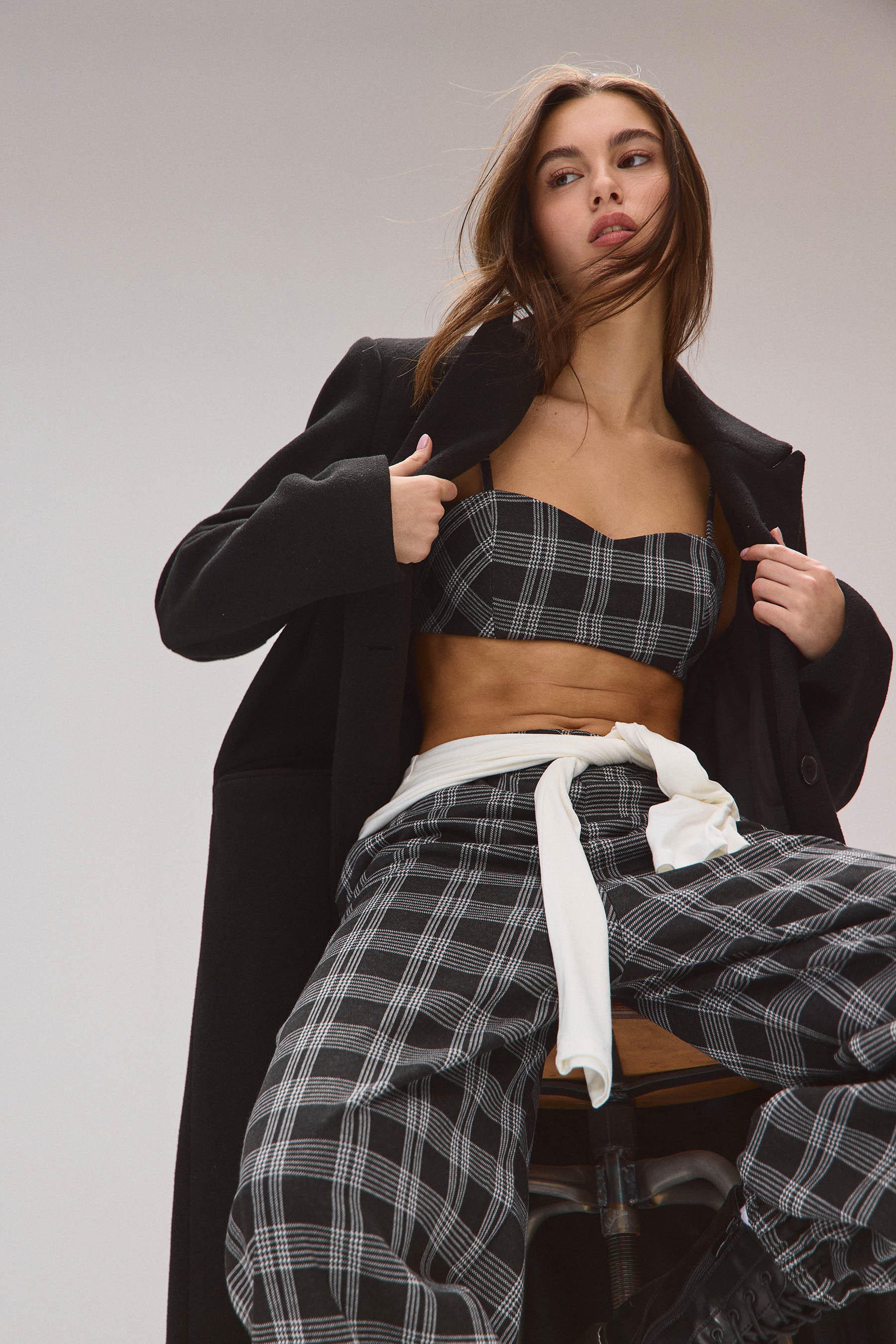 טופ סט ג'רזי משבצת