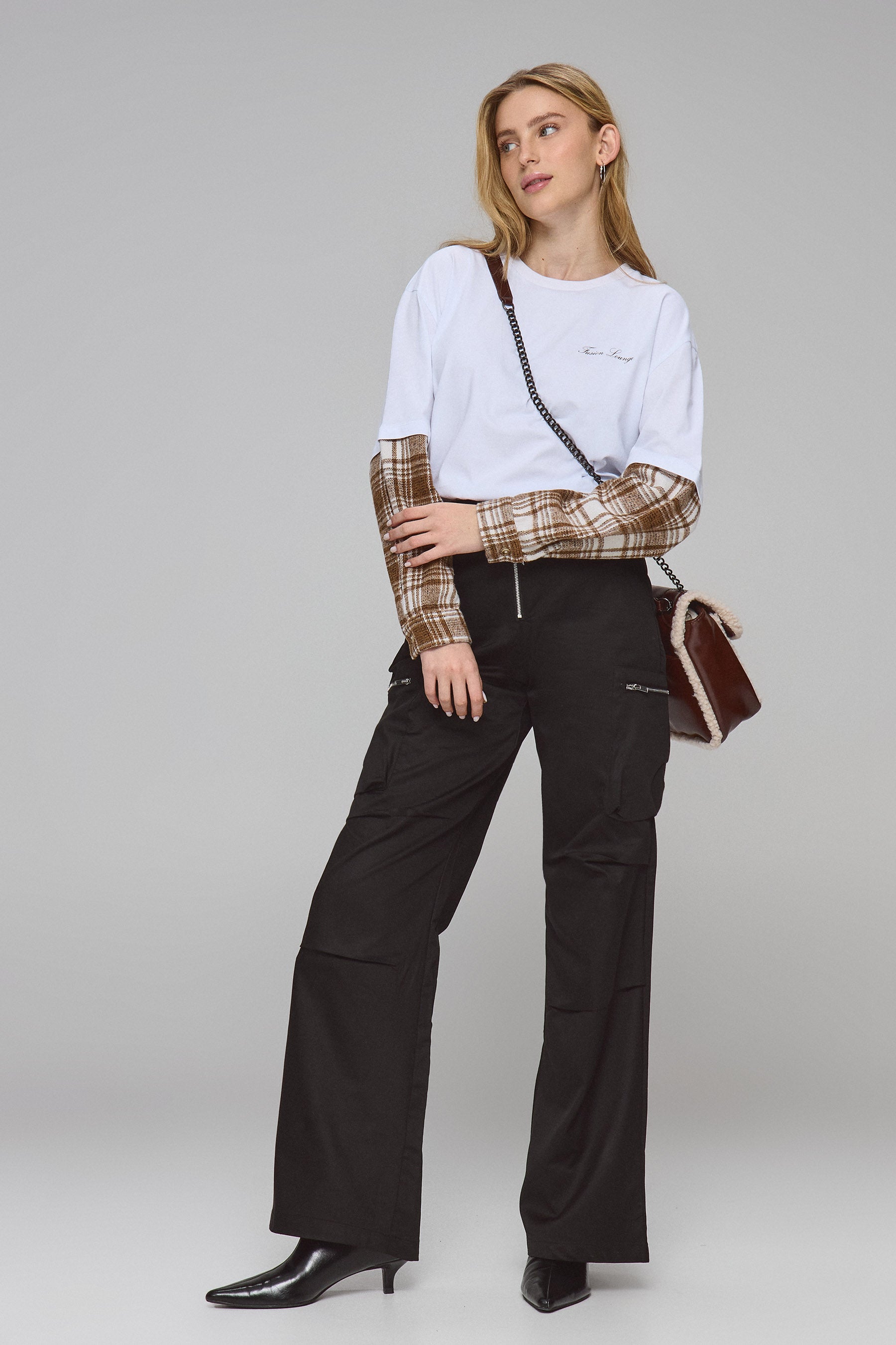 טישירט אוברסייז שרוול משבצות