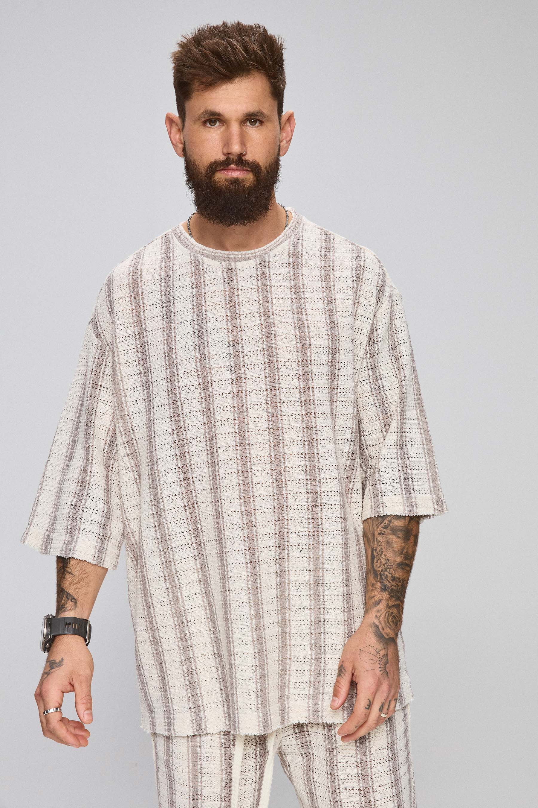 טי סט סריג קרושה פסים