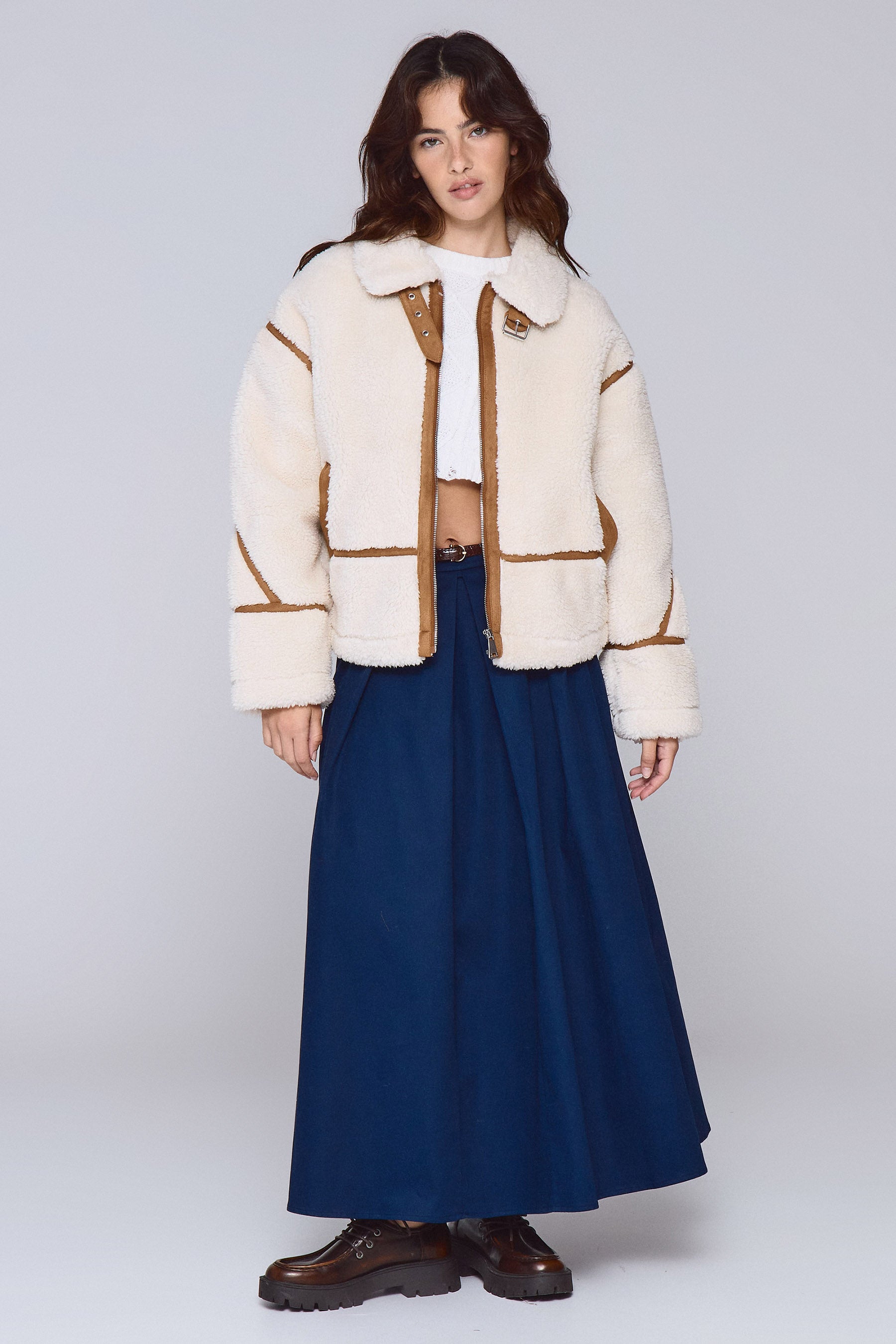 מעיל כבשה שילוב זמש