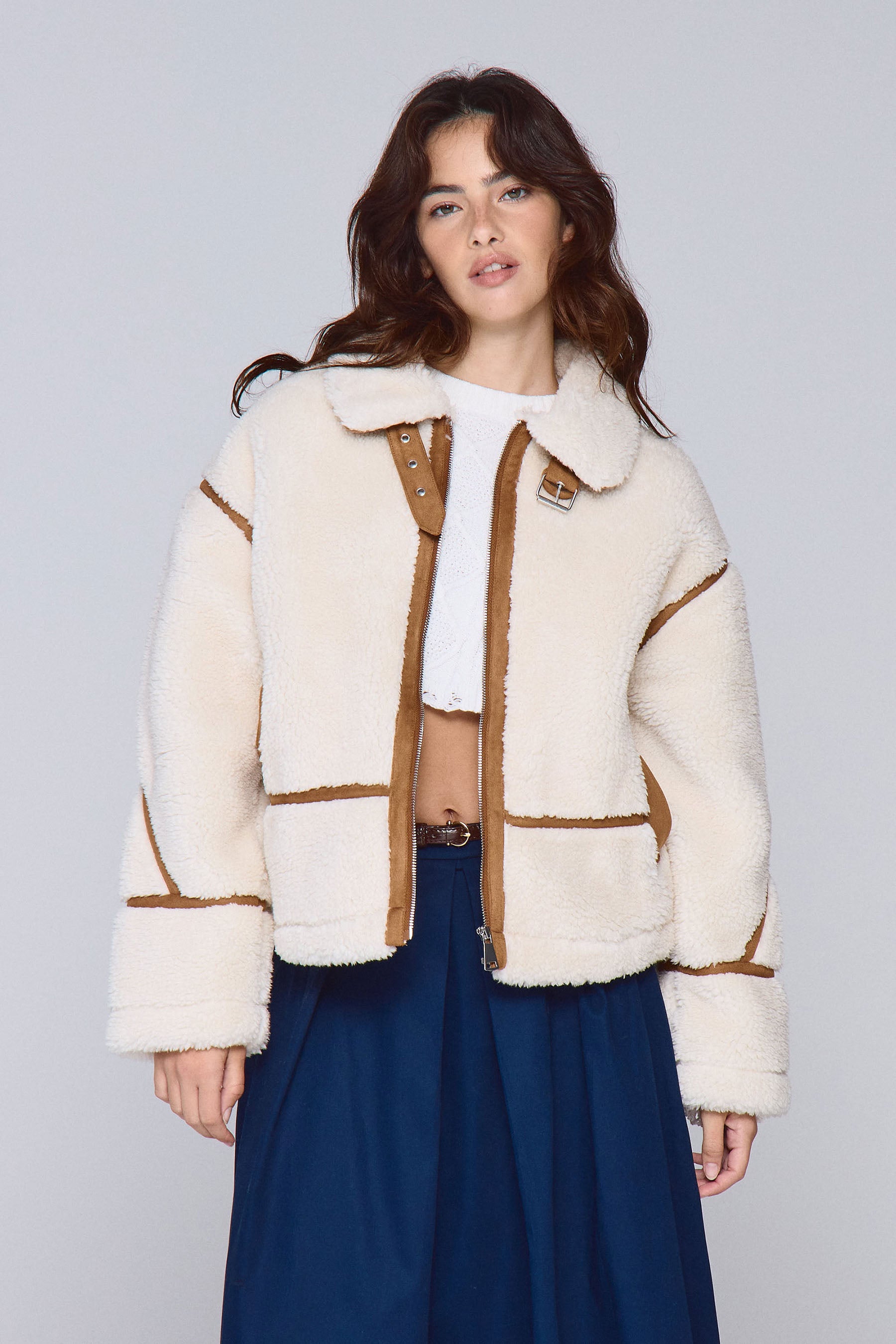 מעיל כבשה שילוב זמש