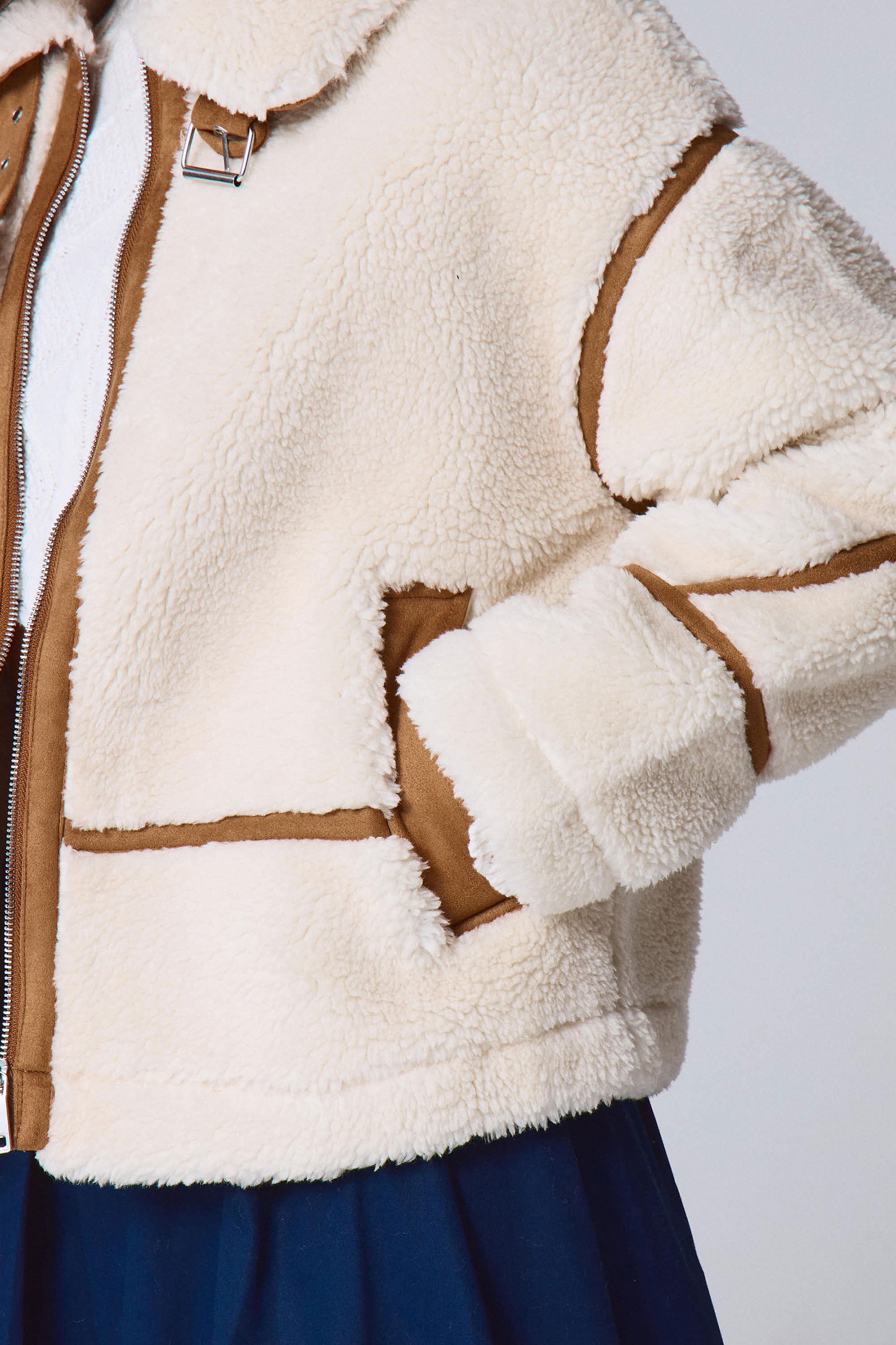 מעיל כבשה שילוב זמש