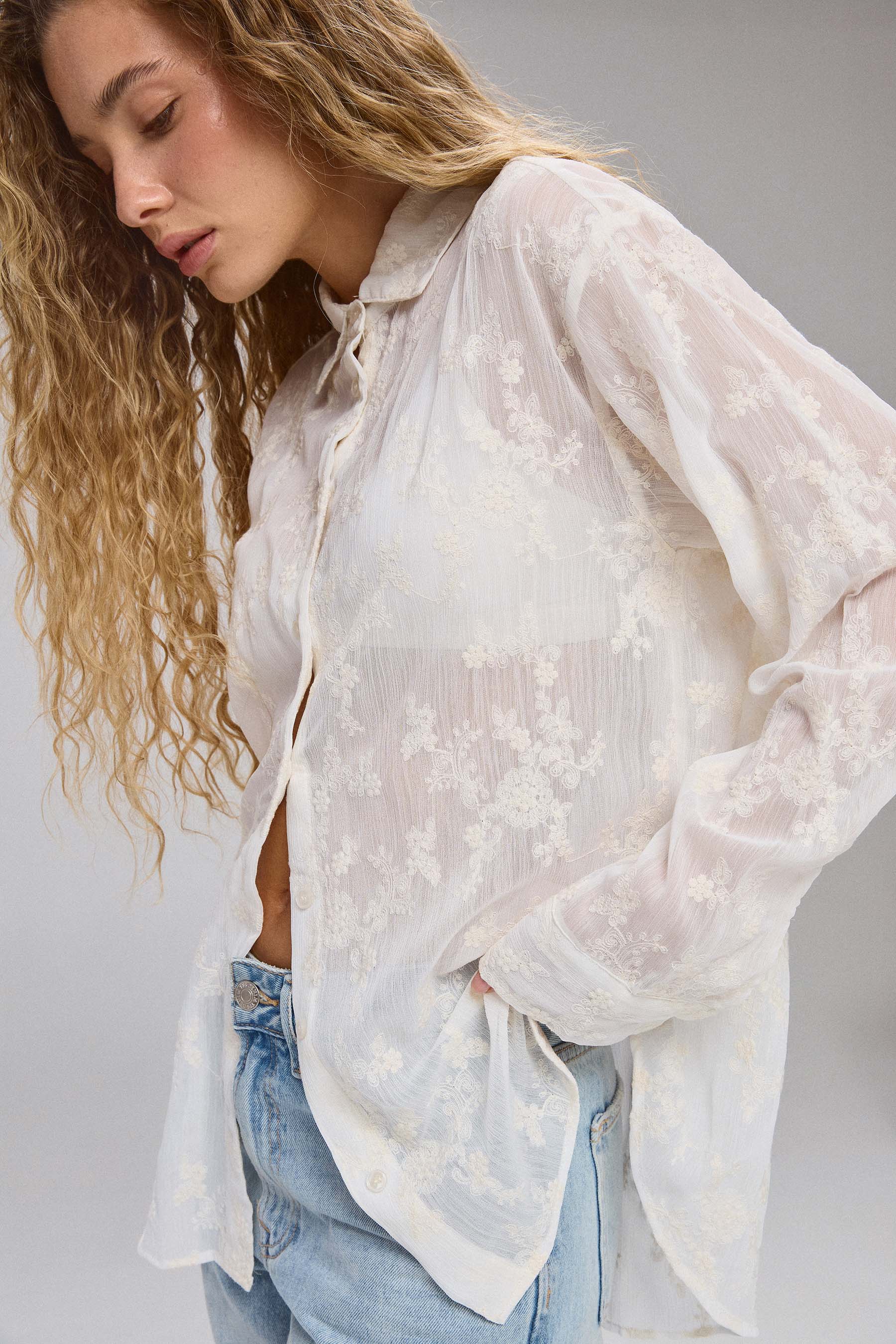 חולצה מכופתרת רקמה ניו