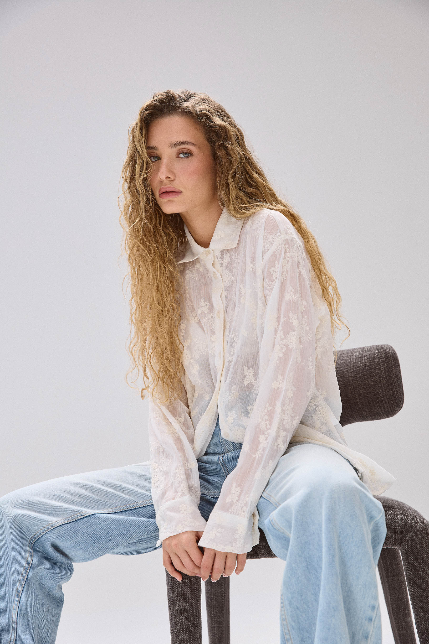 חולצה מכופתרת רקמה ניו