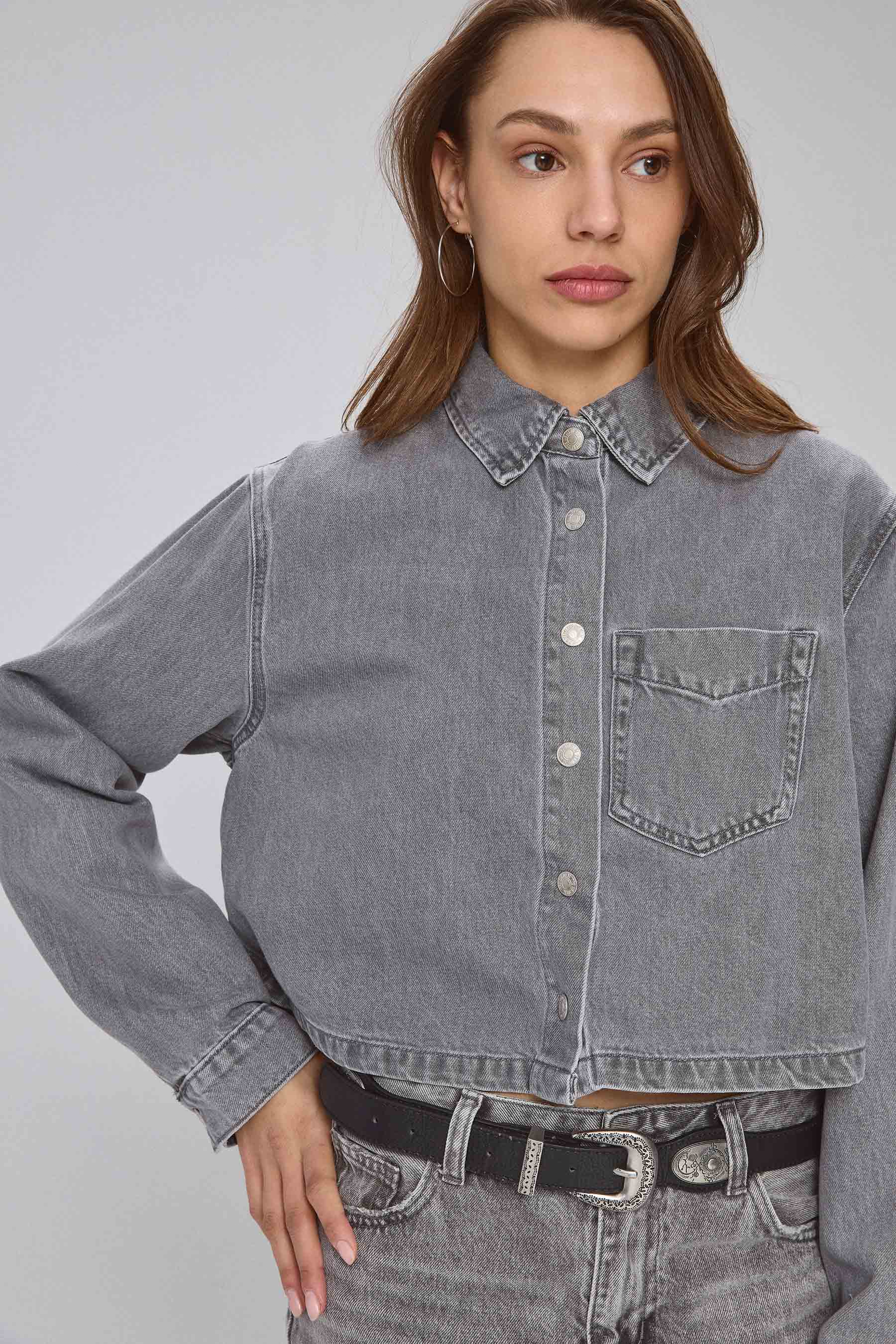 חולצת ג'ינס קרופי