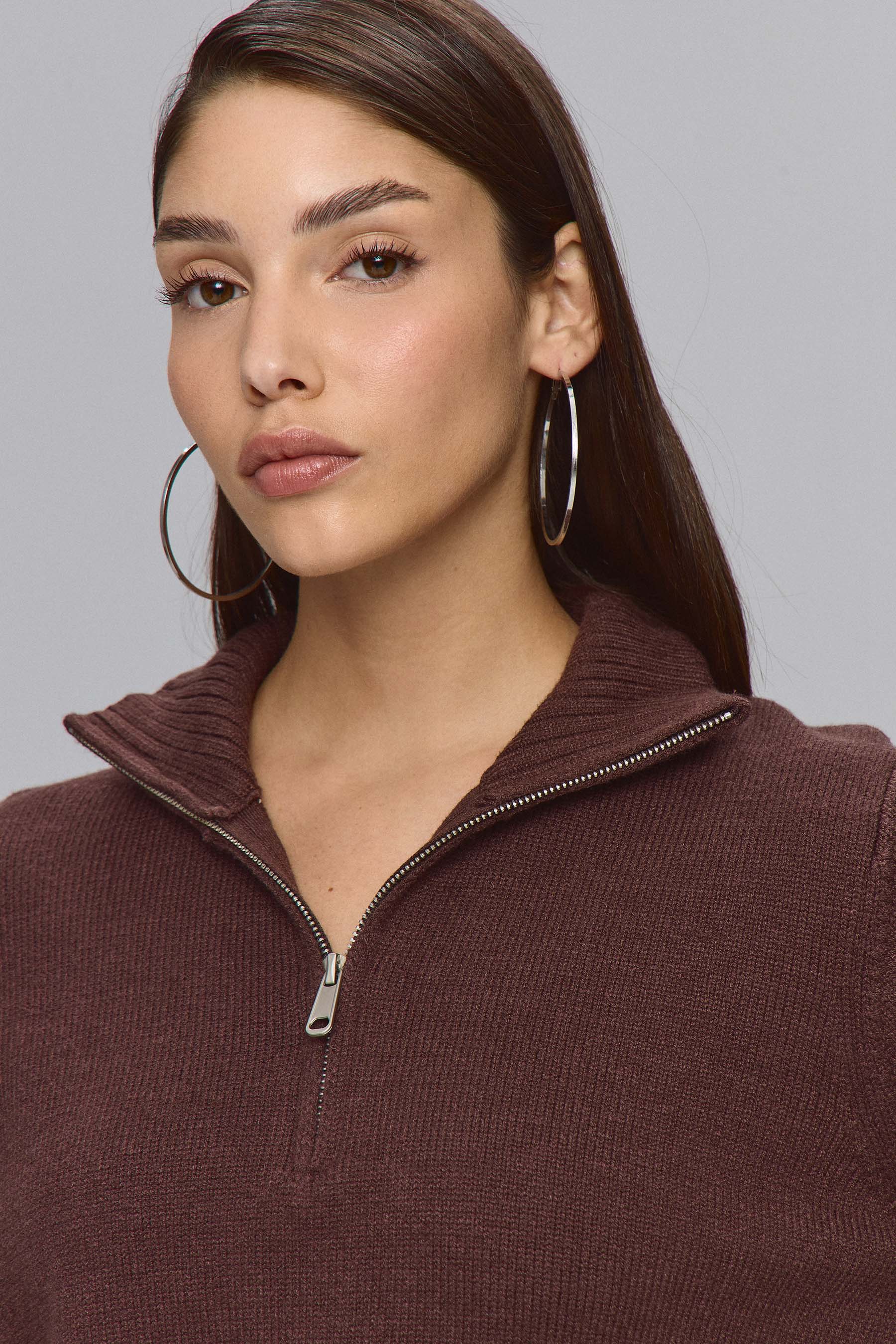 סריג קרופ סט זיפר חום