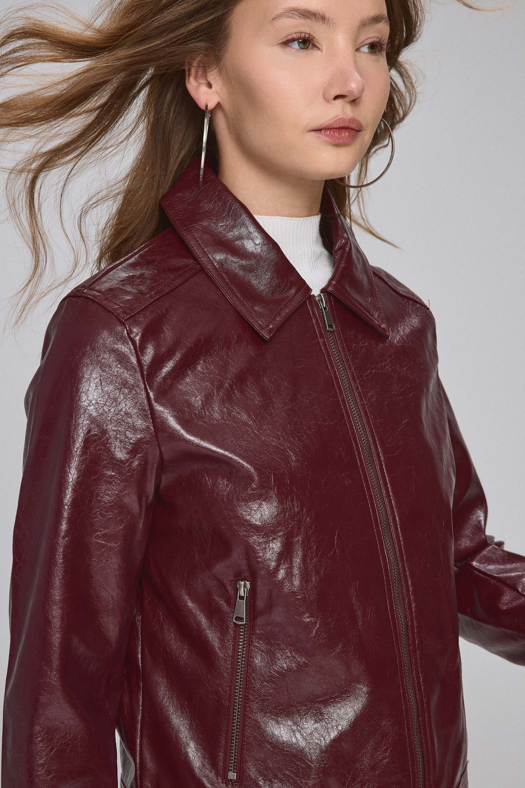 ג'קט PU מבריק סט