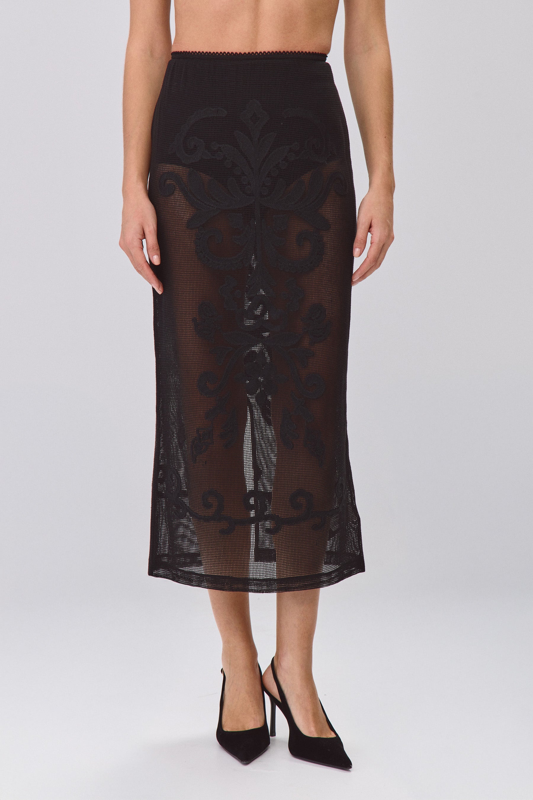 S חצאית מקסי תחרה