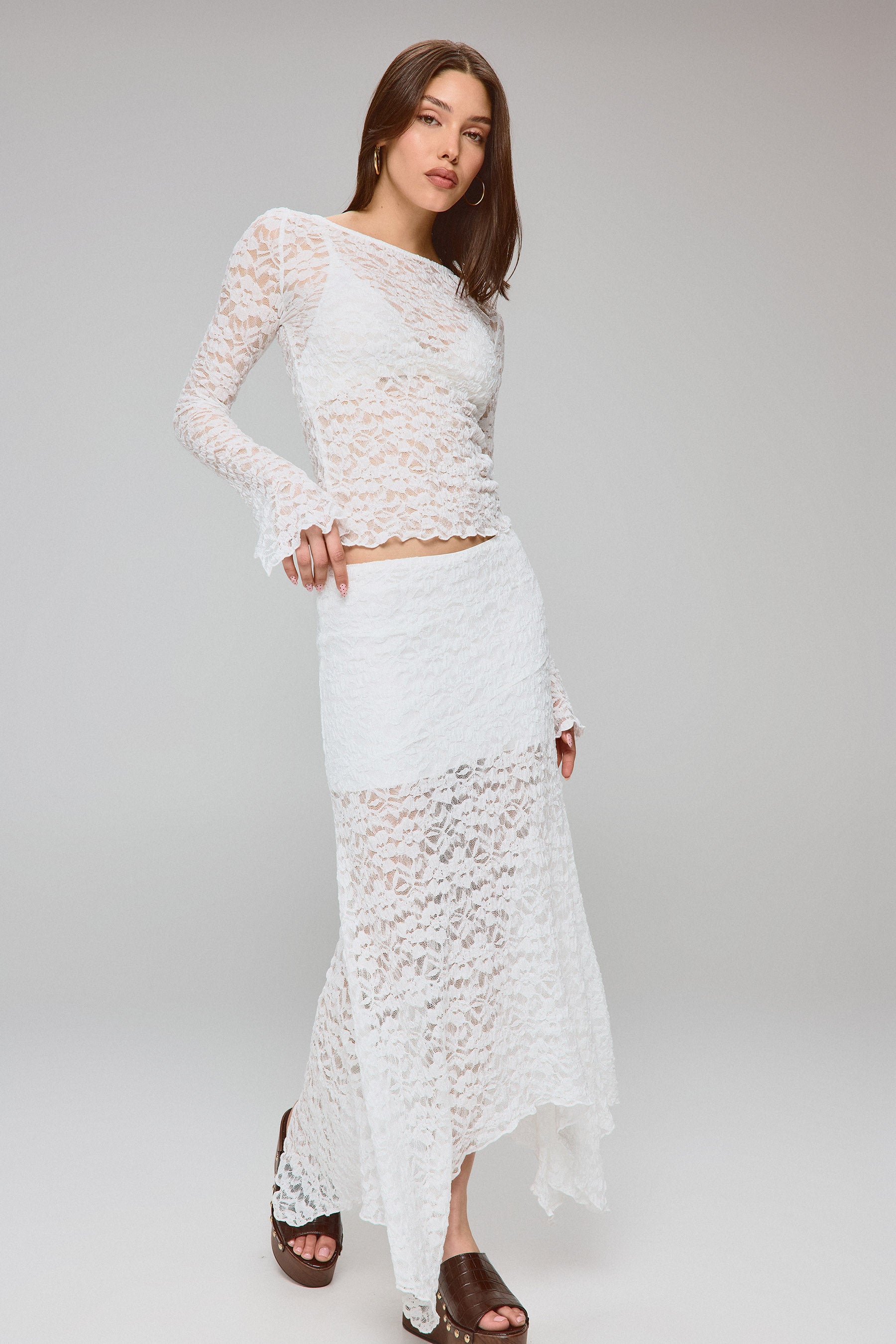 חצאית מידי סט תחרה קלואי