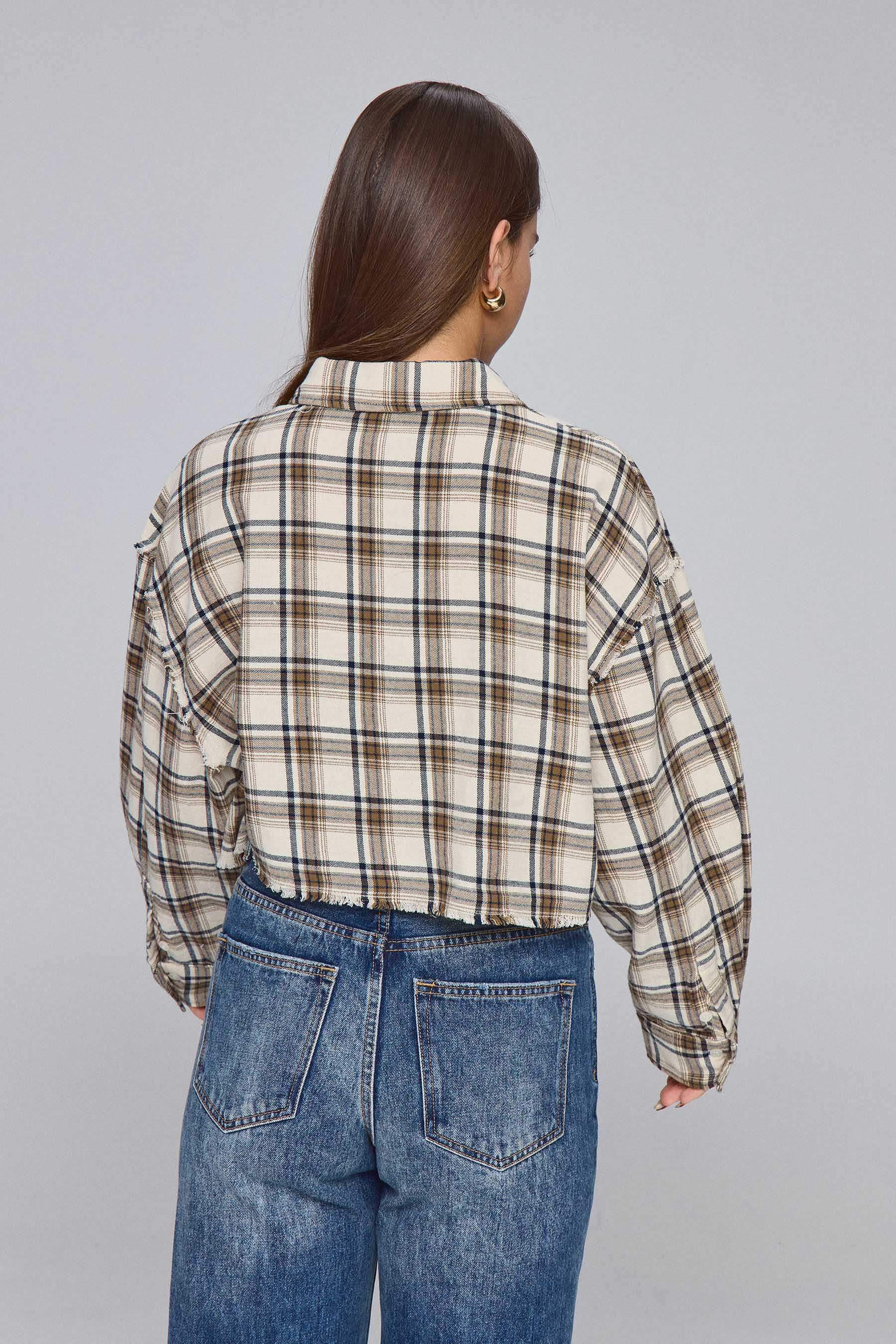 חולצת משבצות קרופ