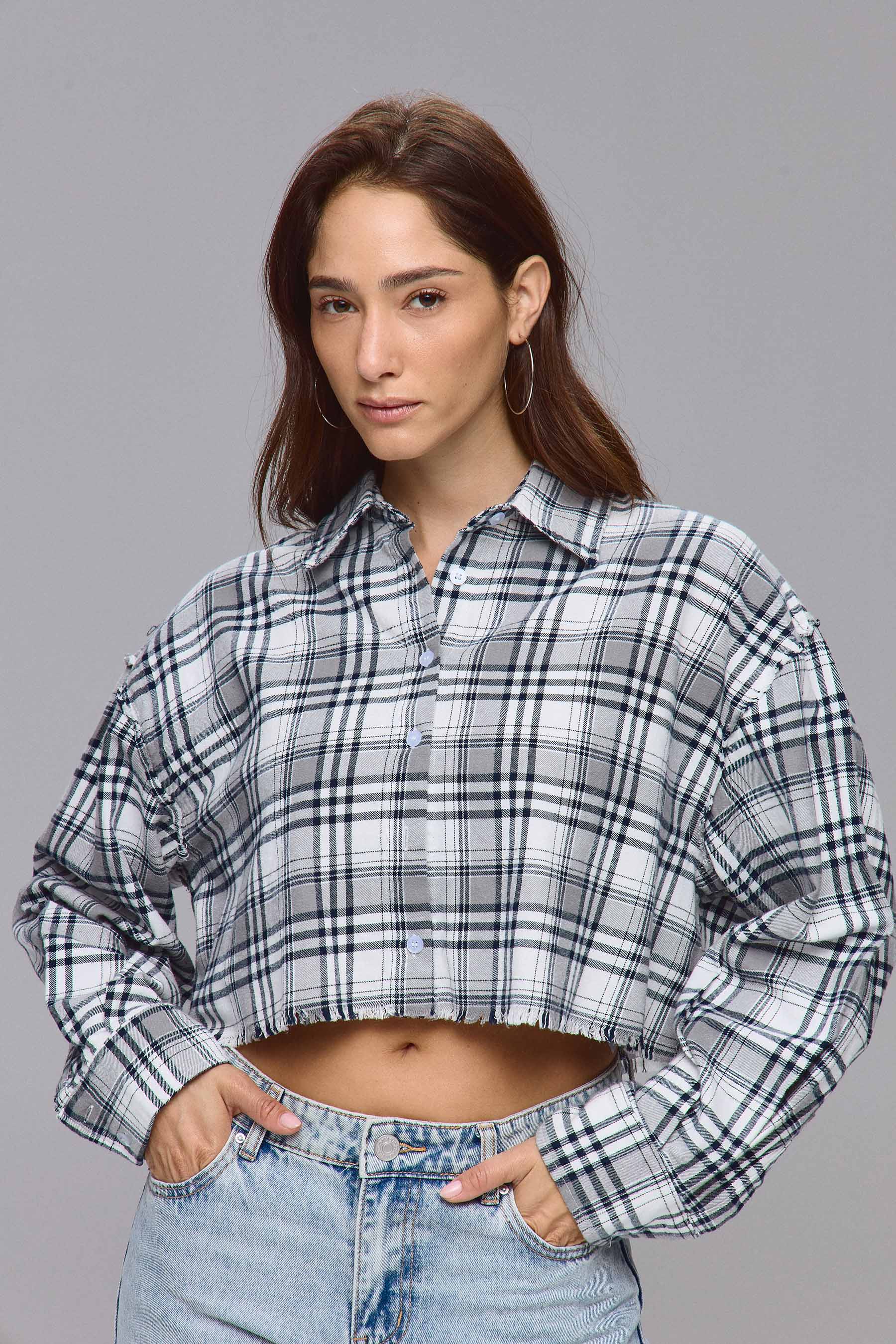 חולצת משבצות קרופ ניו